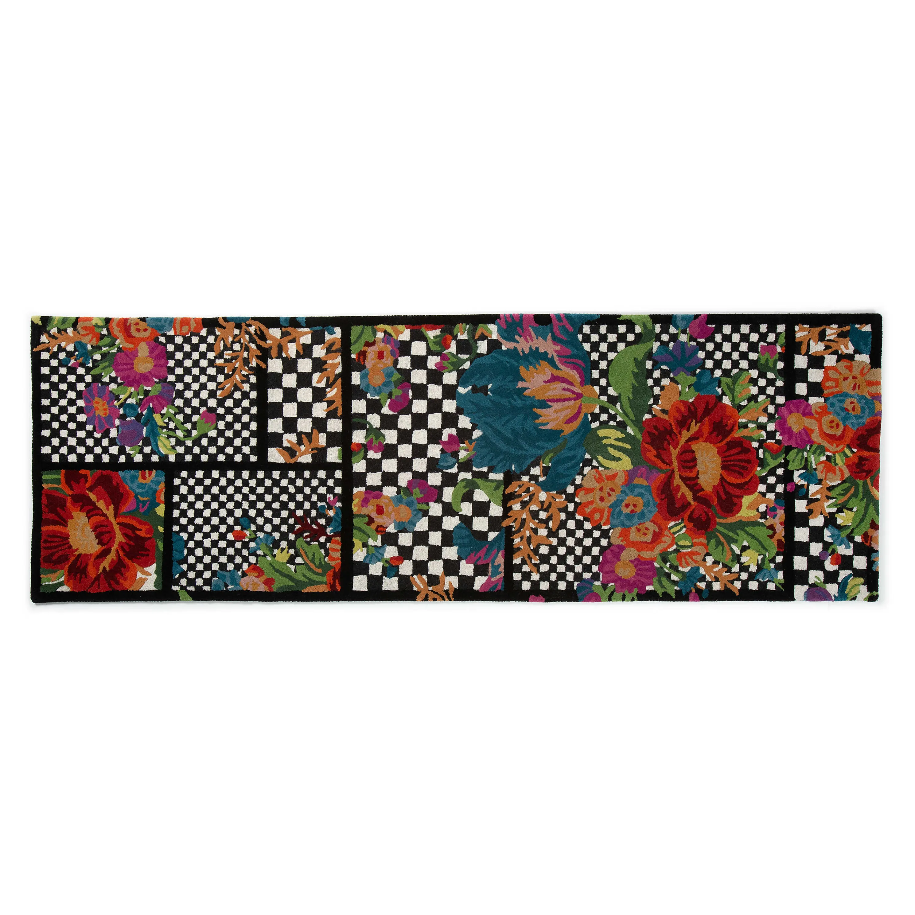Flower Market Trellis Rug - Black - 2'8" X 8' Runner
