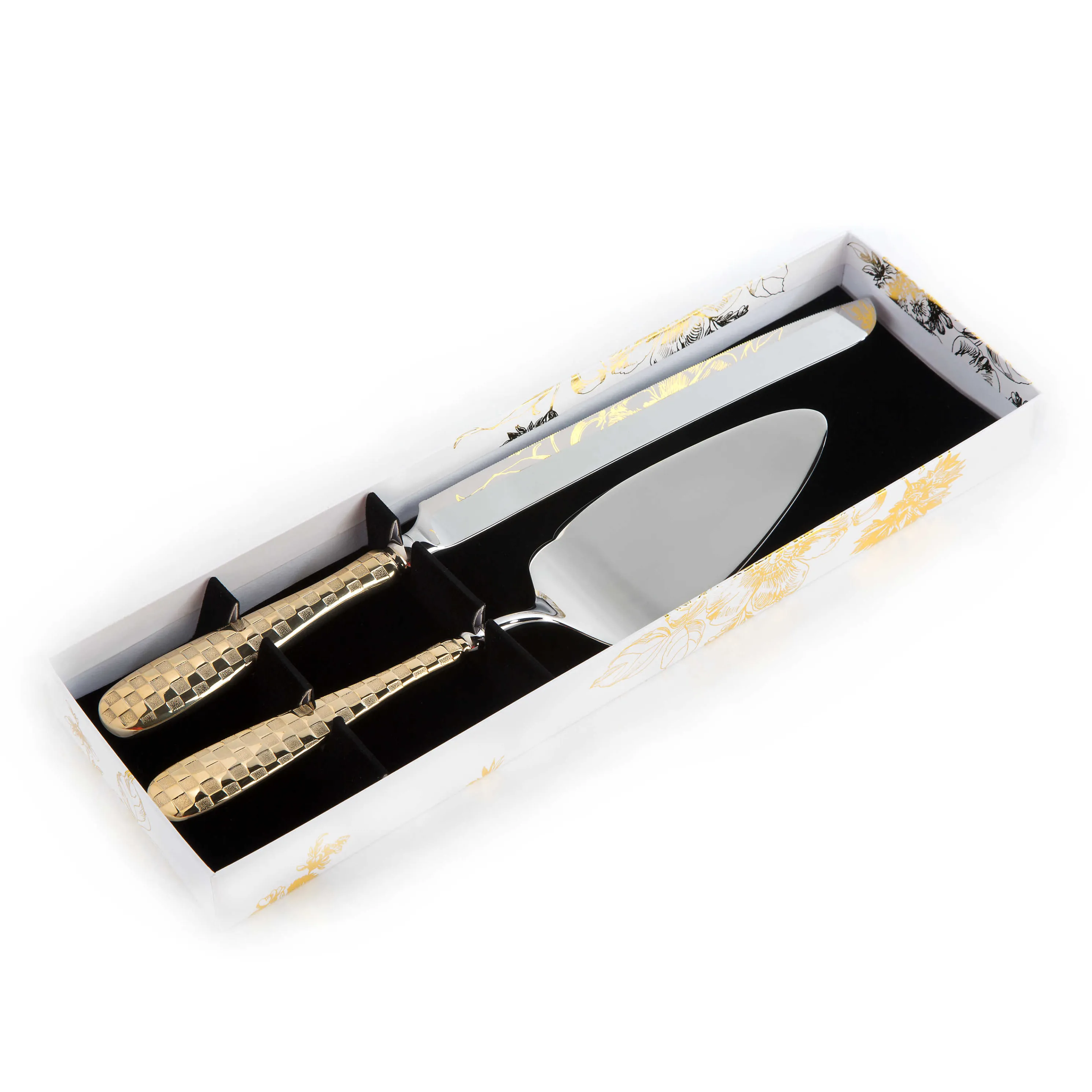Gold Check Cake Serving Set