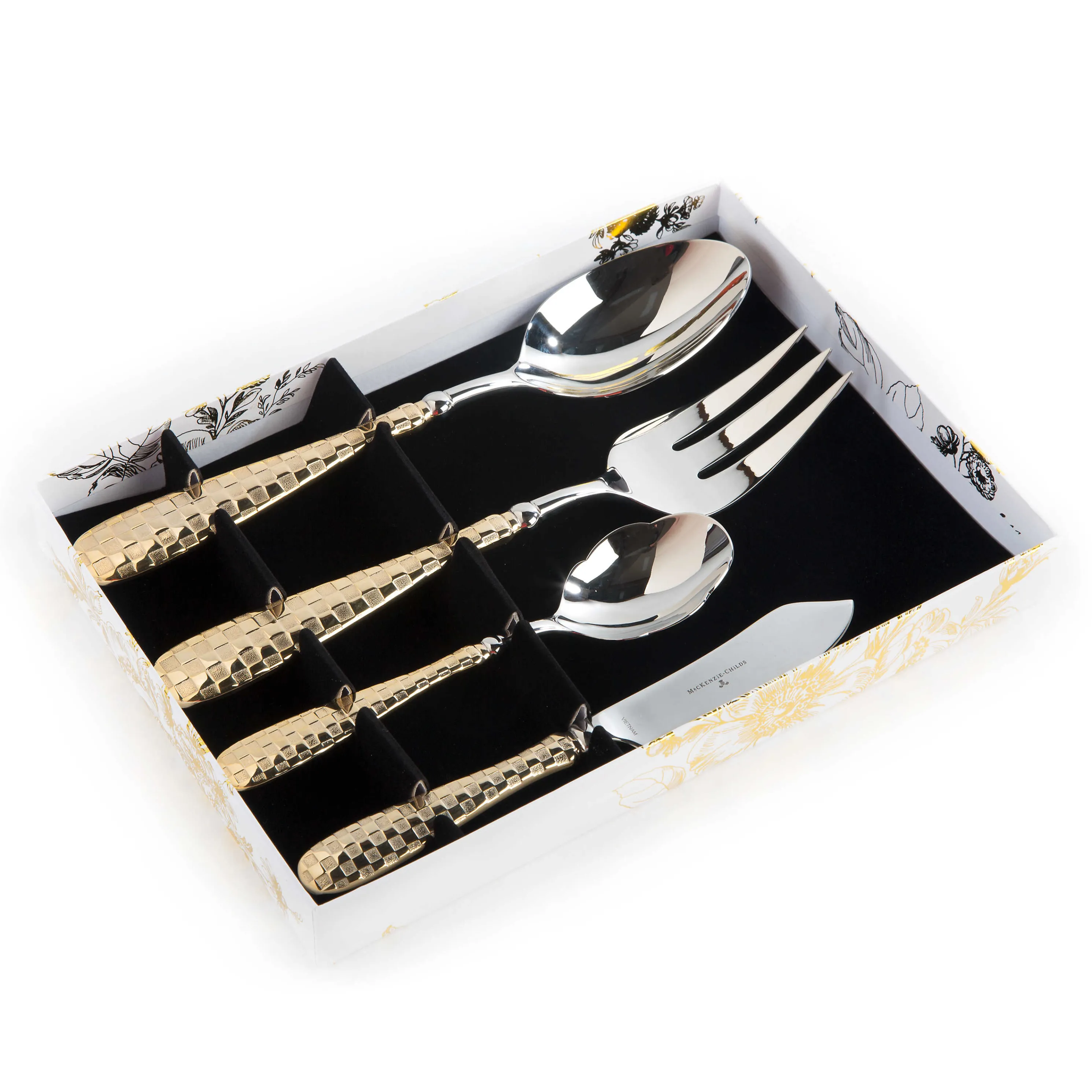 Gold Check Hostess Serving Set