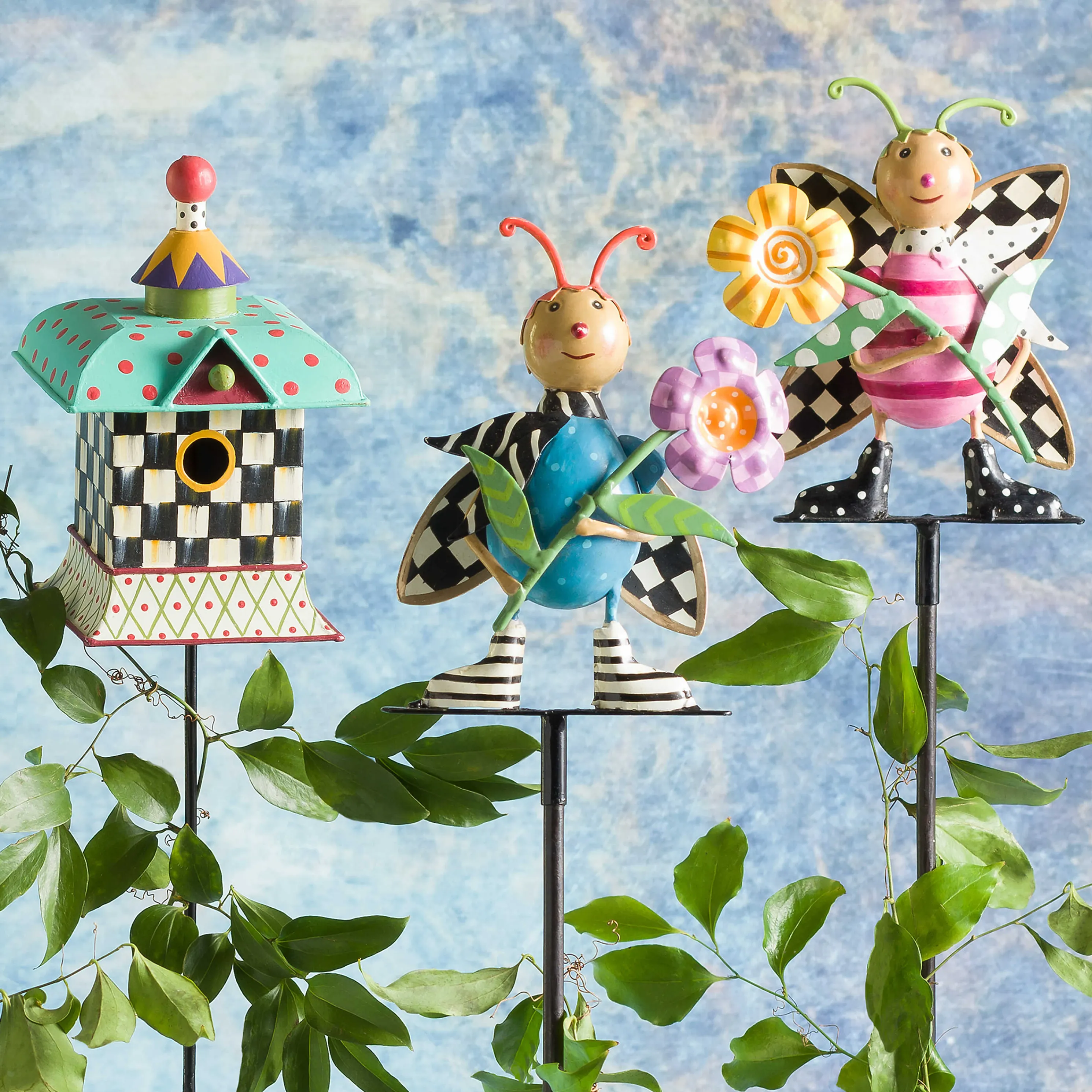 Happy Bugs Garden Stakes - Set Of 2