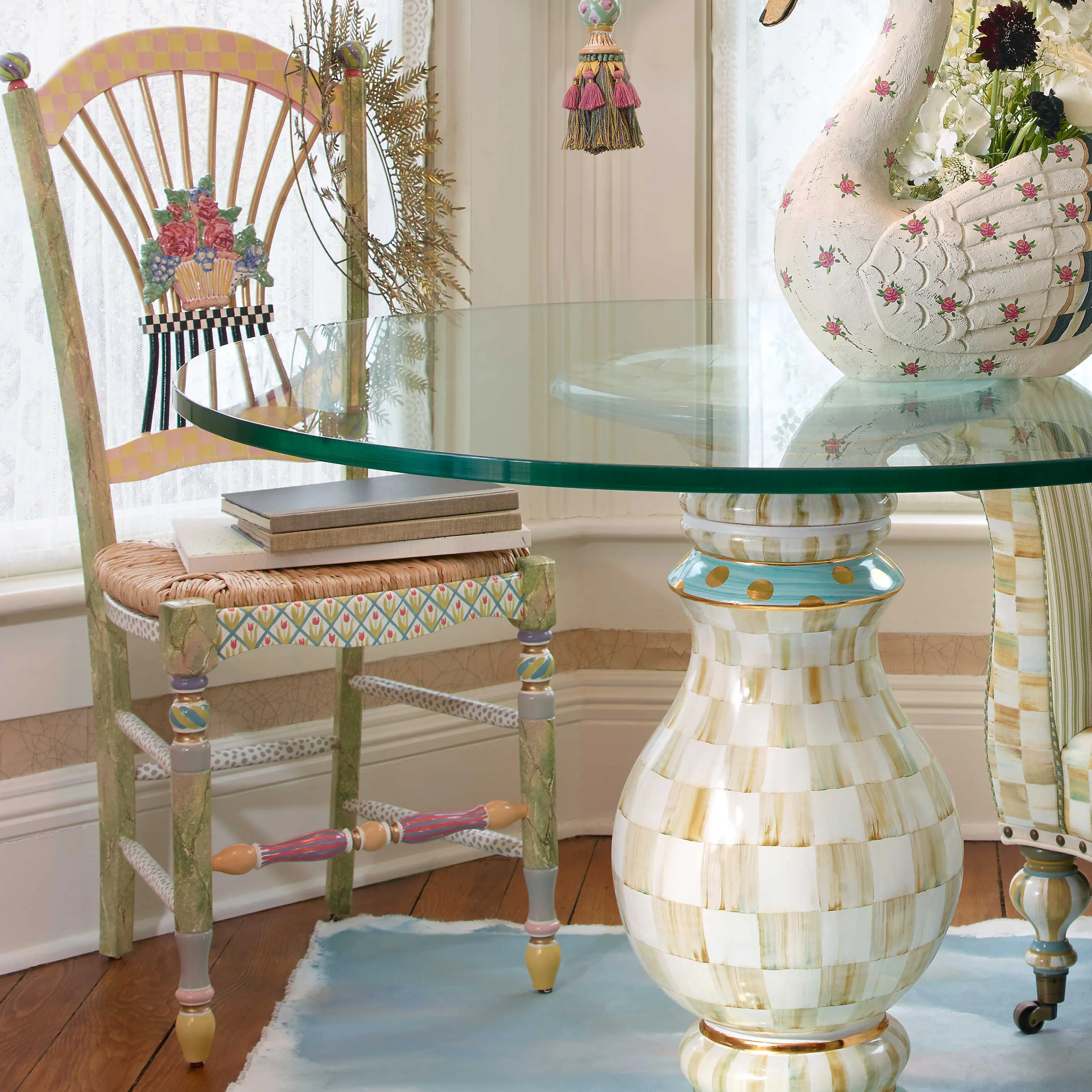 Light Flower Basket Side Chair