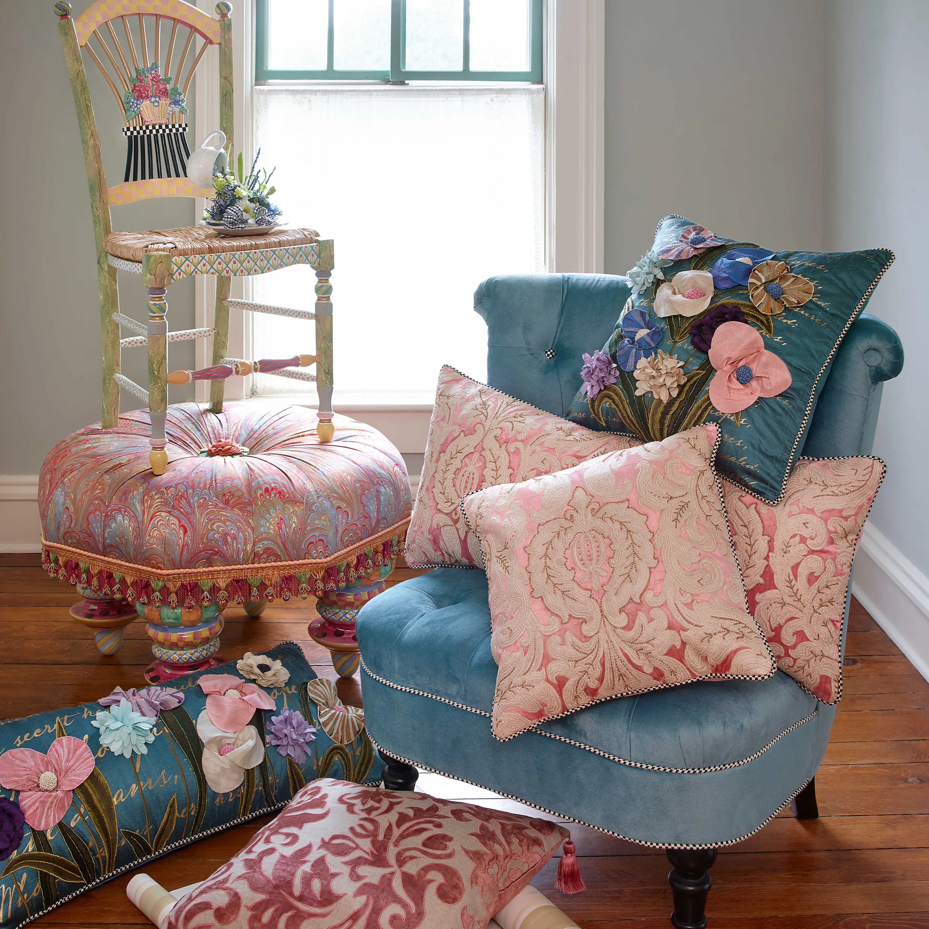 Light Flower Basket Side Chair