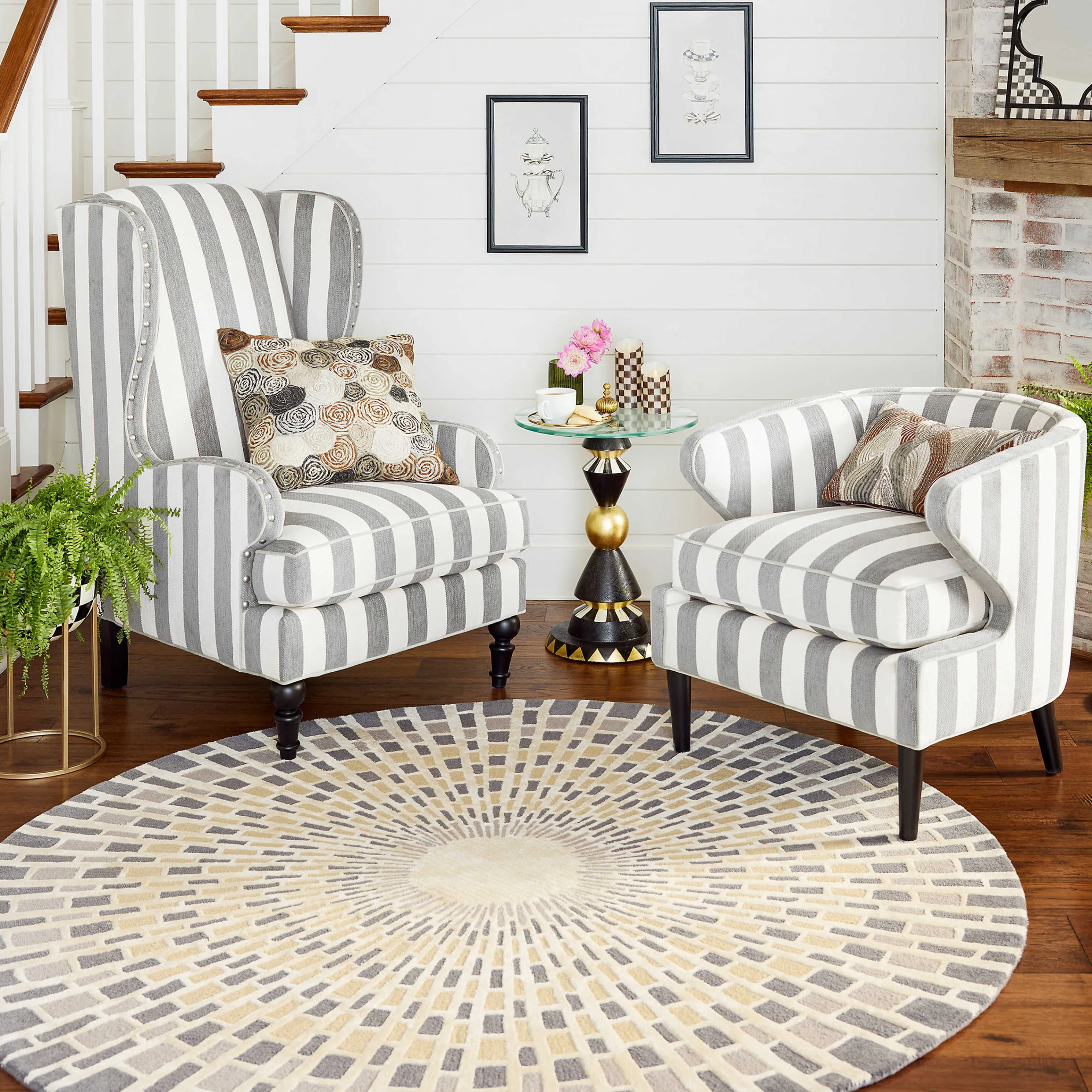 Marquee Accent Chair - Chenille Grey Stripe