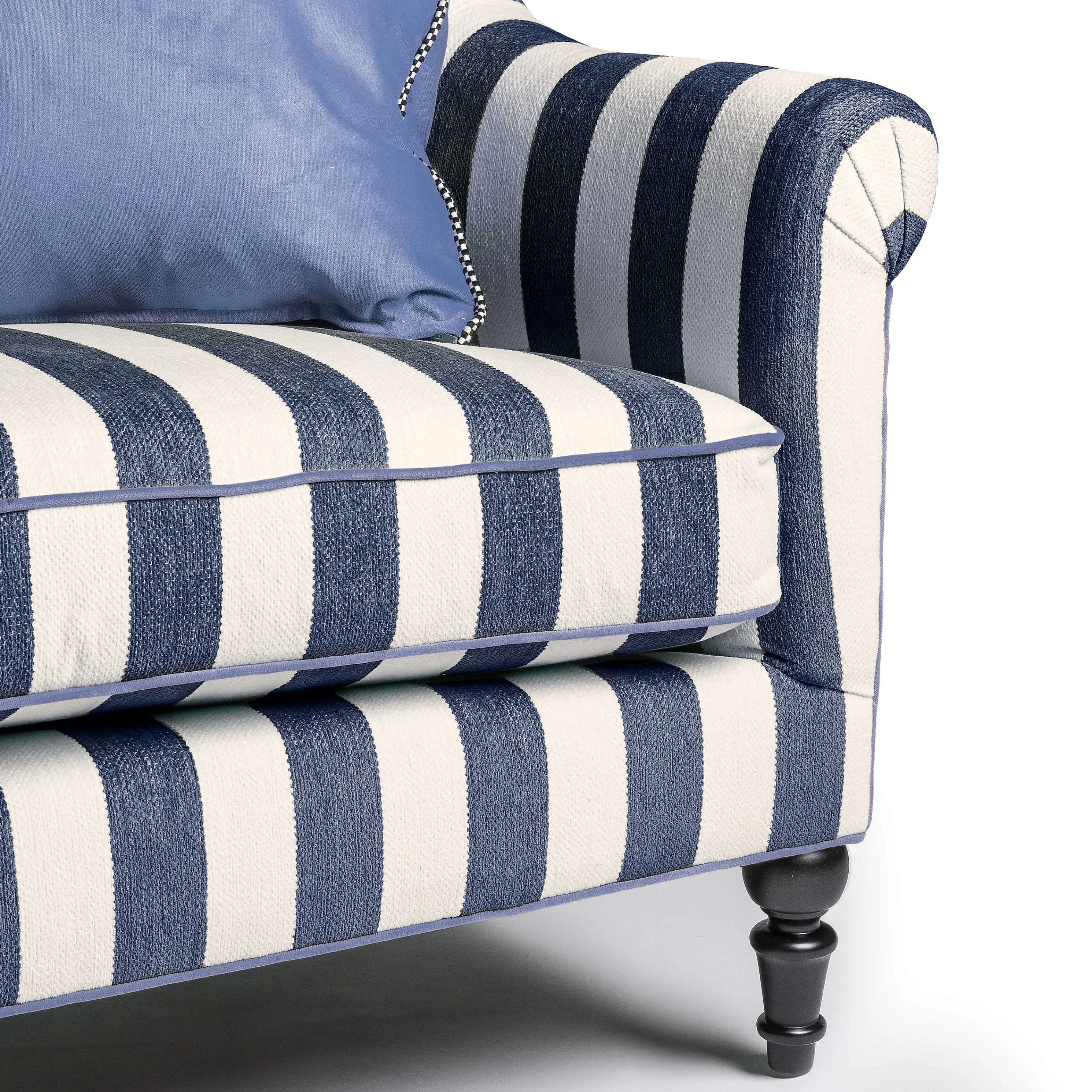 Marquee Loveseat - Chenille Navy Stripe