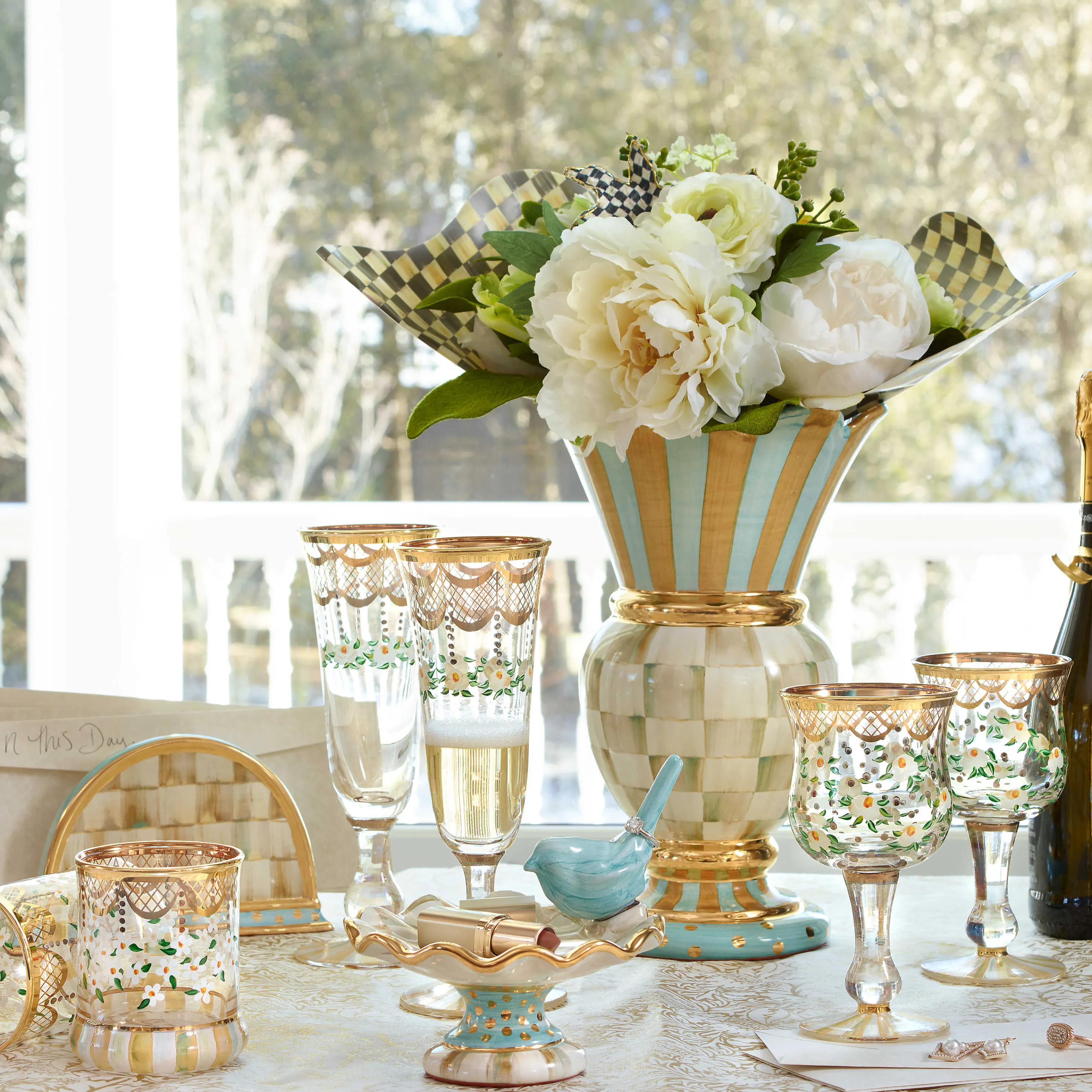 Parchment Check Great Vase