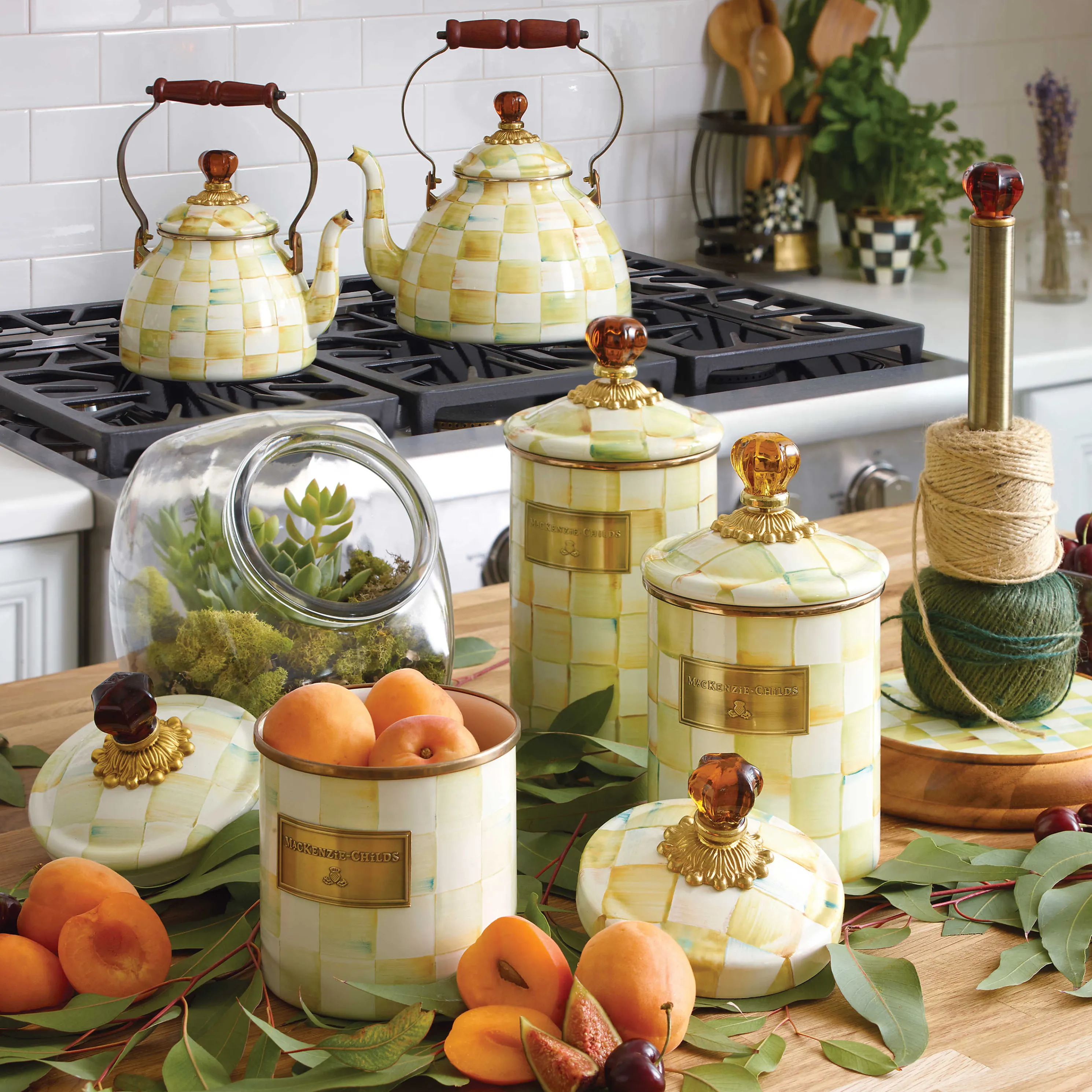 Parchment Check Wood Paper Towel Holder