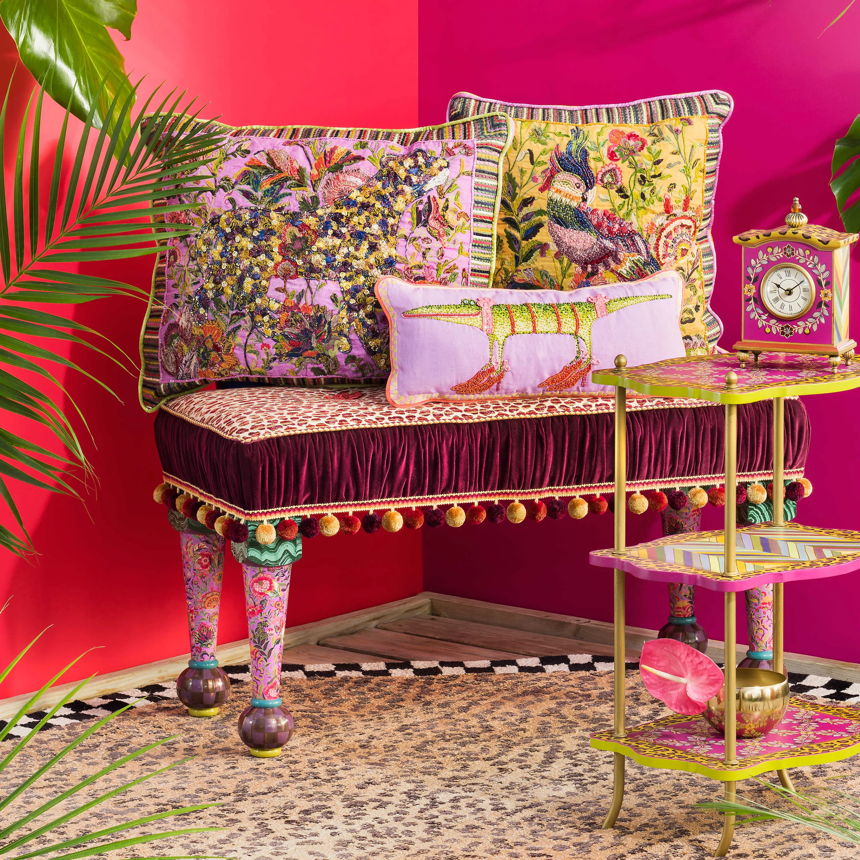 Patience Brewster Gloria Alligator Lumbar Pillow