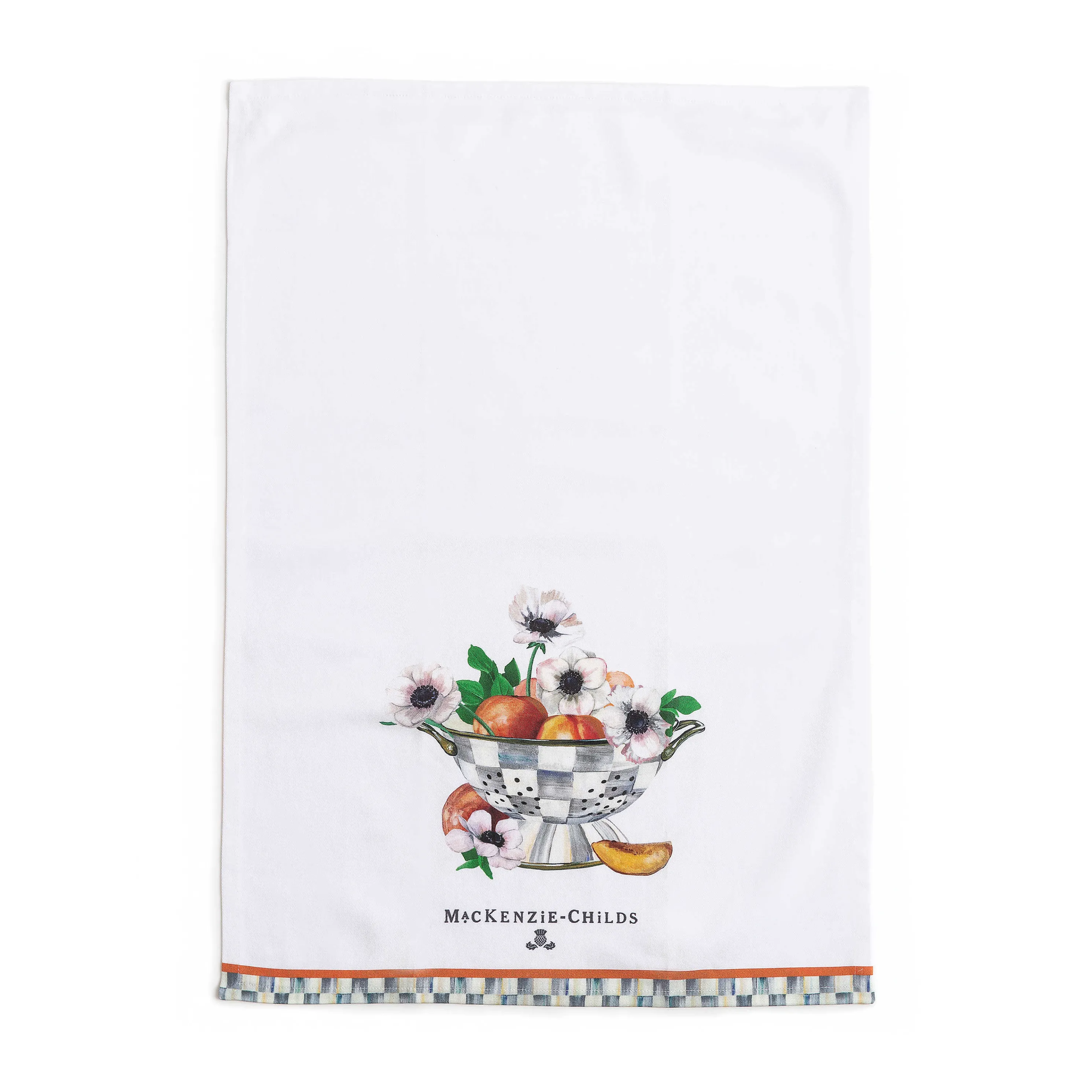 Peaches & Anemones In Colander Dish Towel