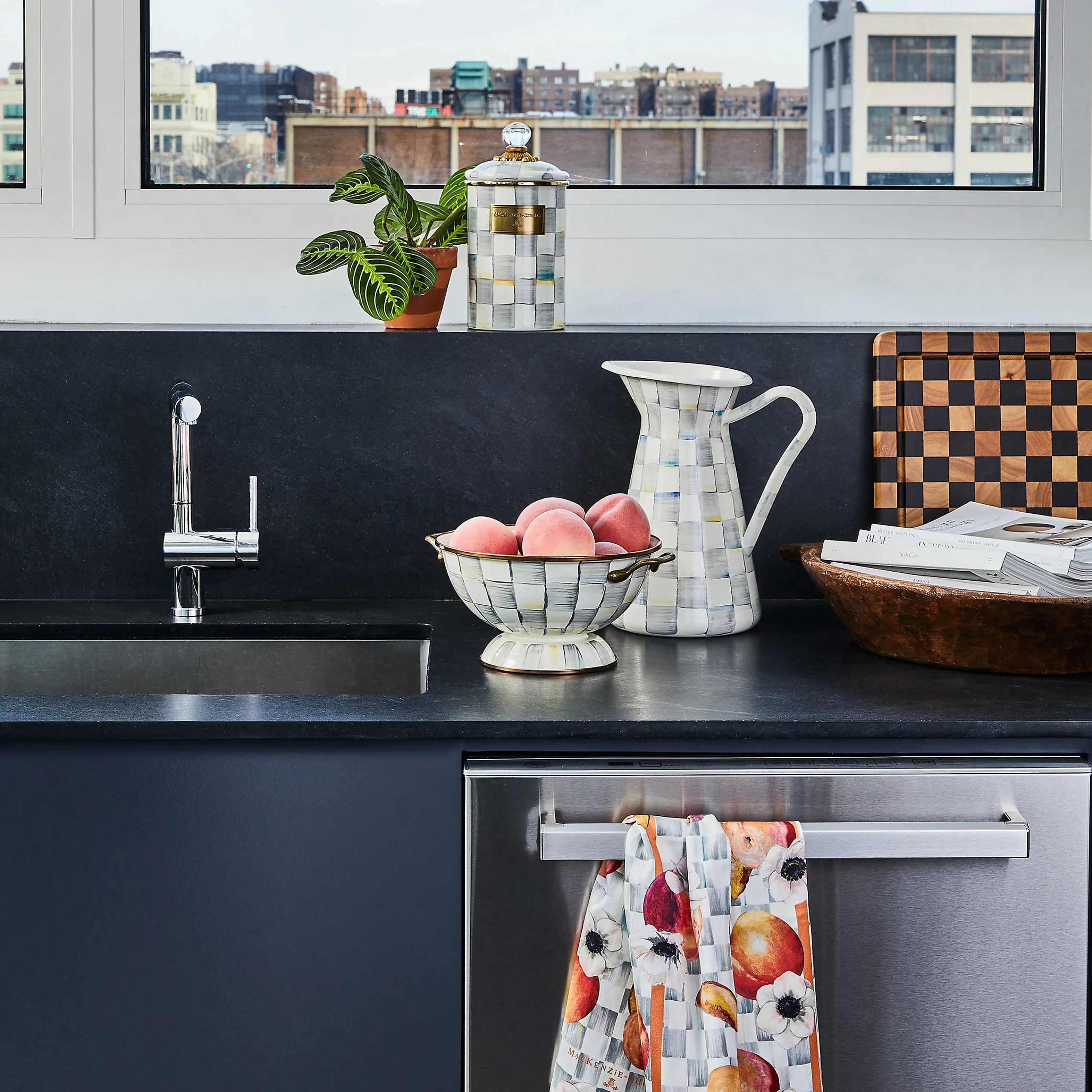 Peaches & Anemones Dish Towel