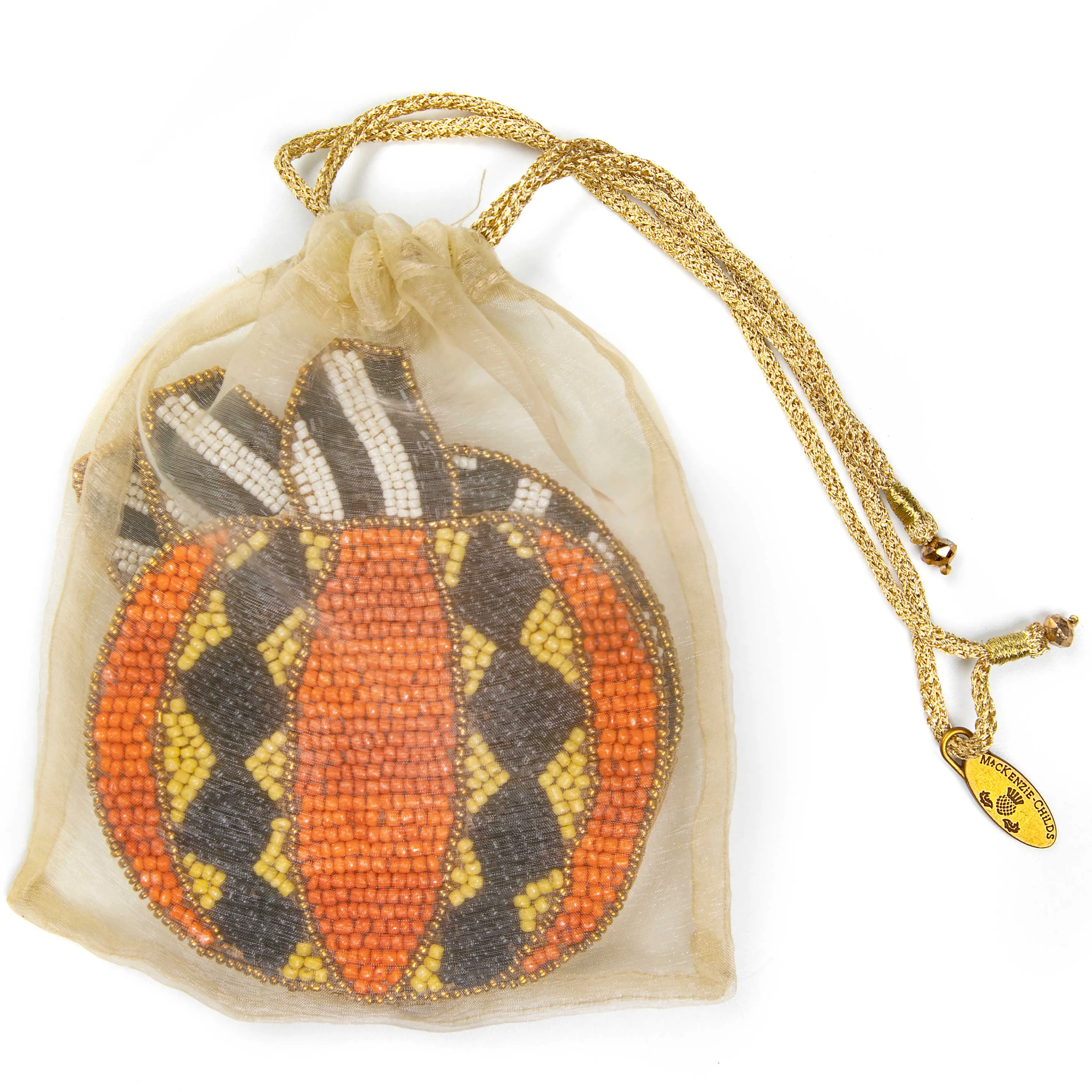 Polka Pumpkin Beaded Coasters - Set Of 4