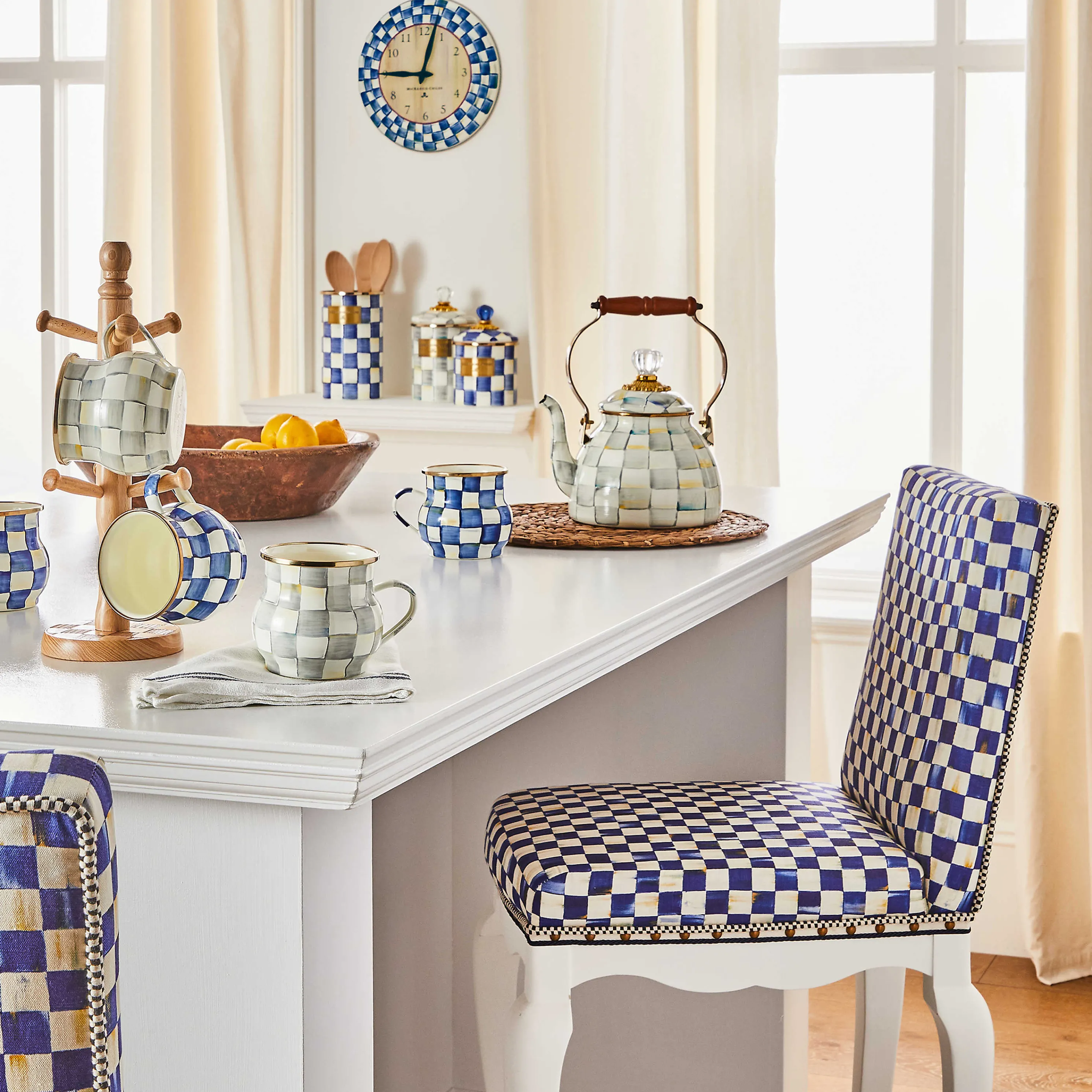 Royal Check Counter Stool With Back