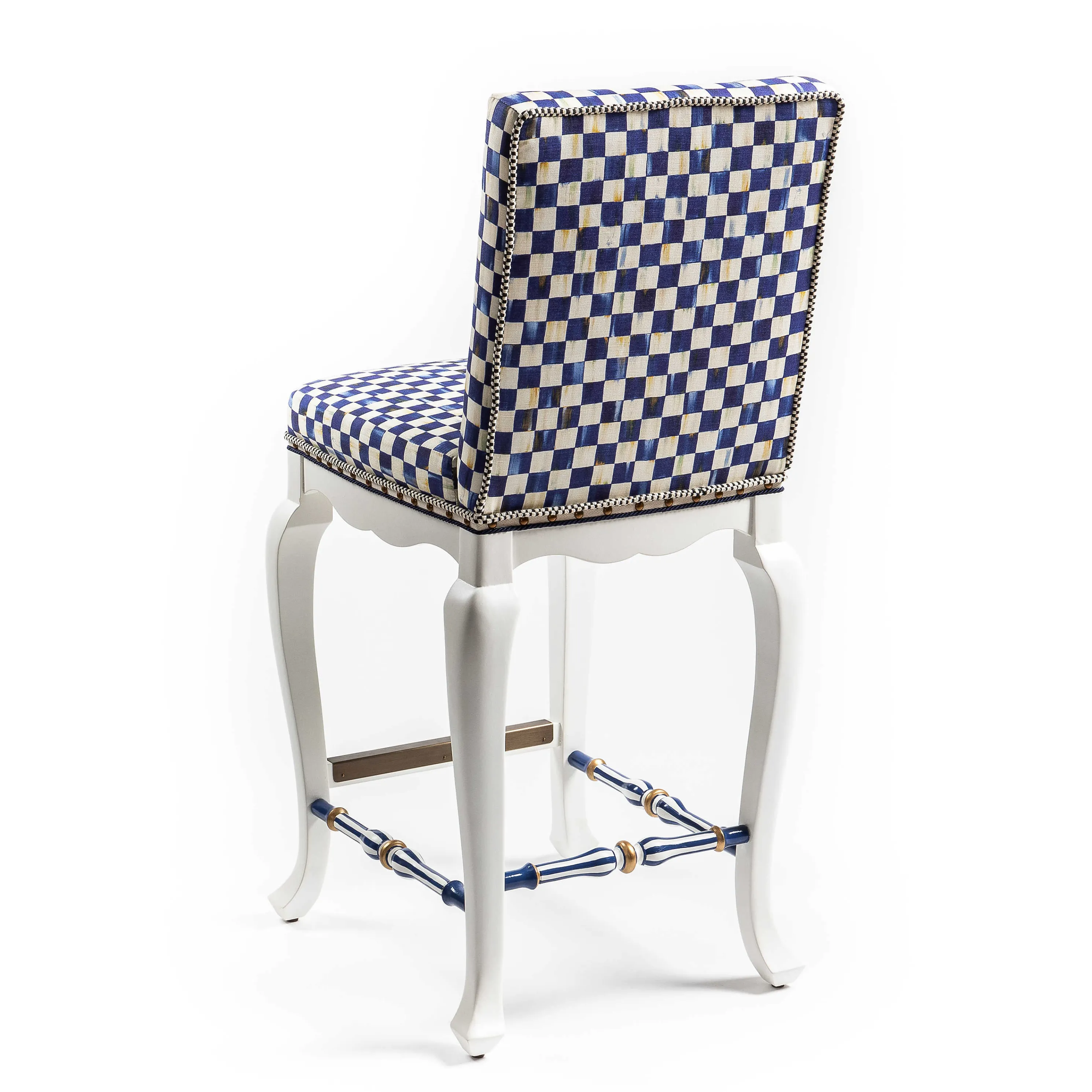 Royal Check Counter Stool With Back