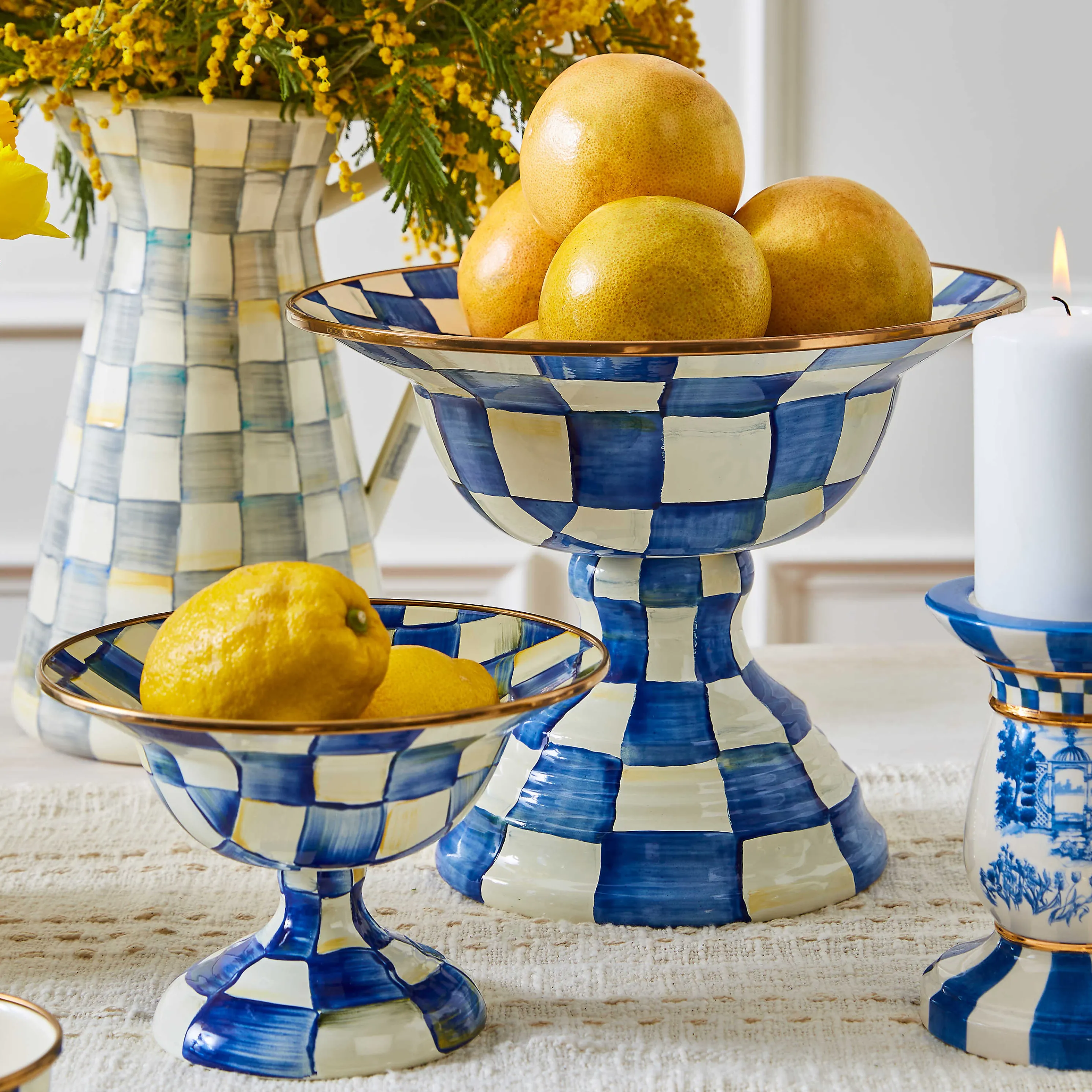 Royal Check Enamel Compote - Large