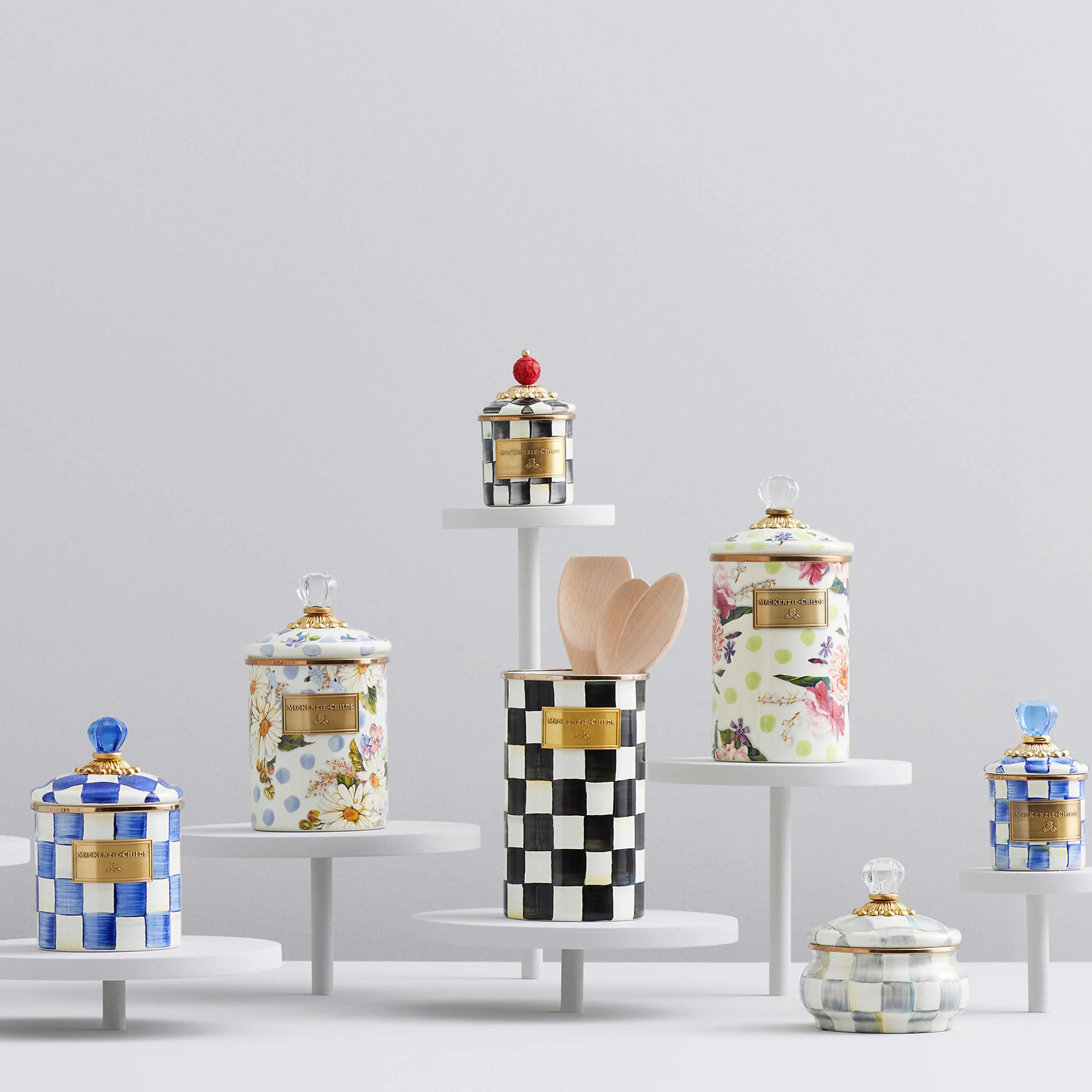 Royal Check Enamel Canister - Mini