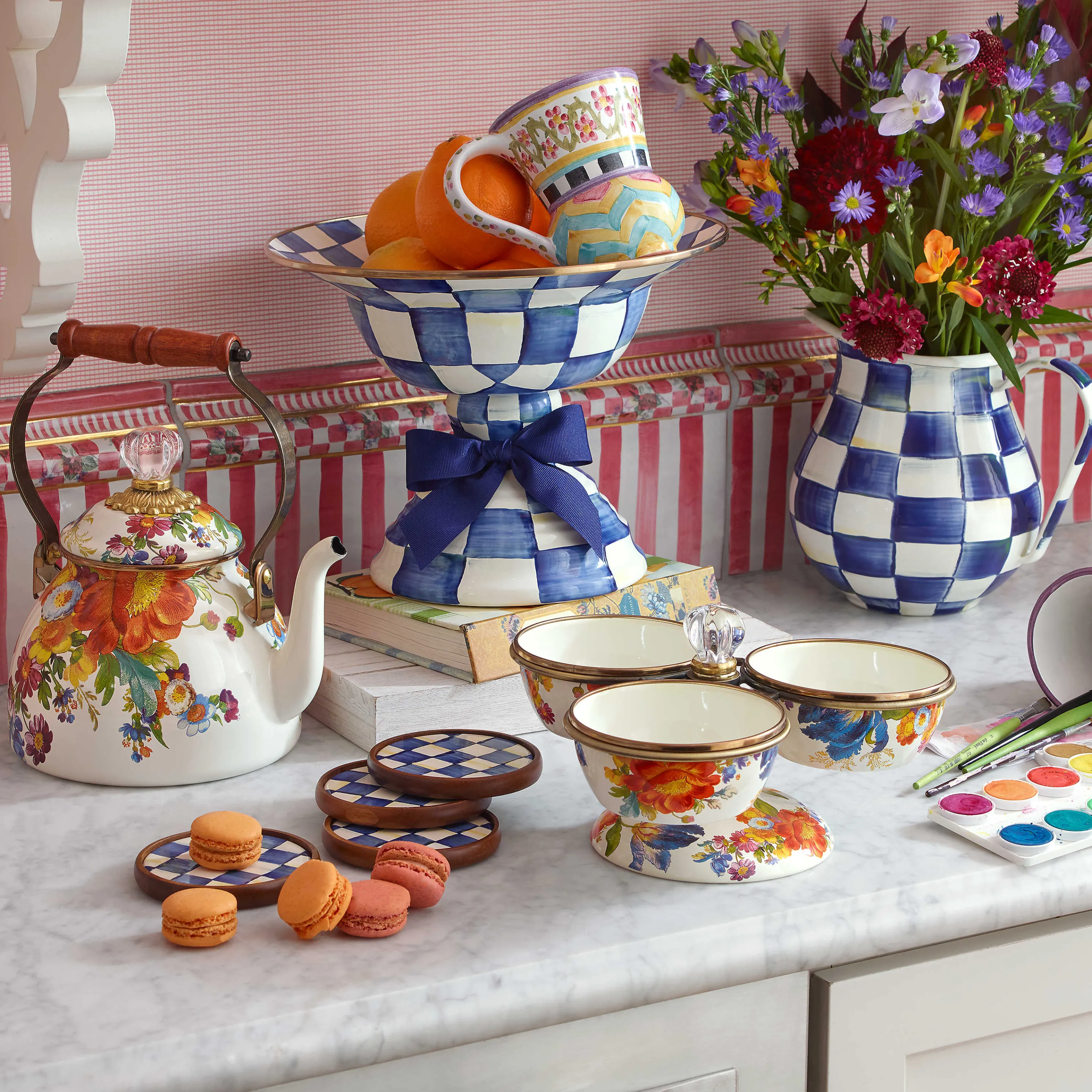 Royal Check Enamel Pitcher