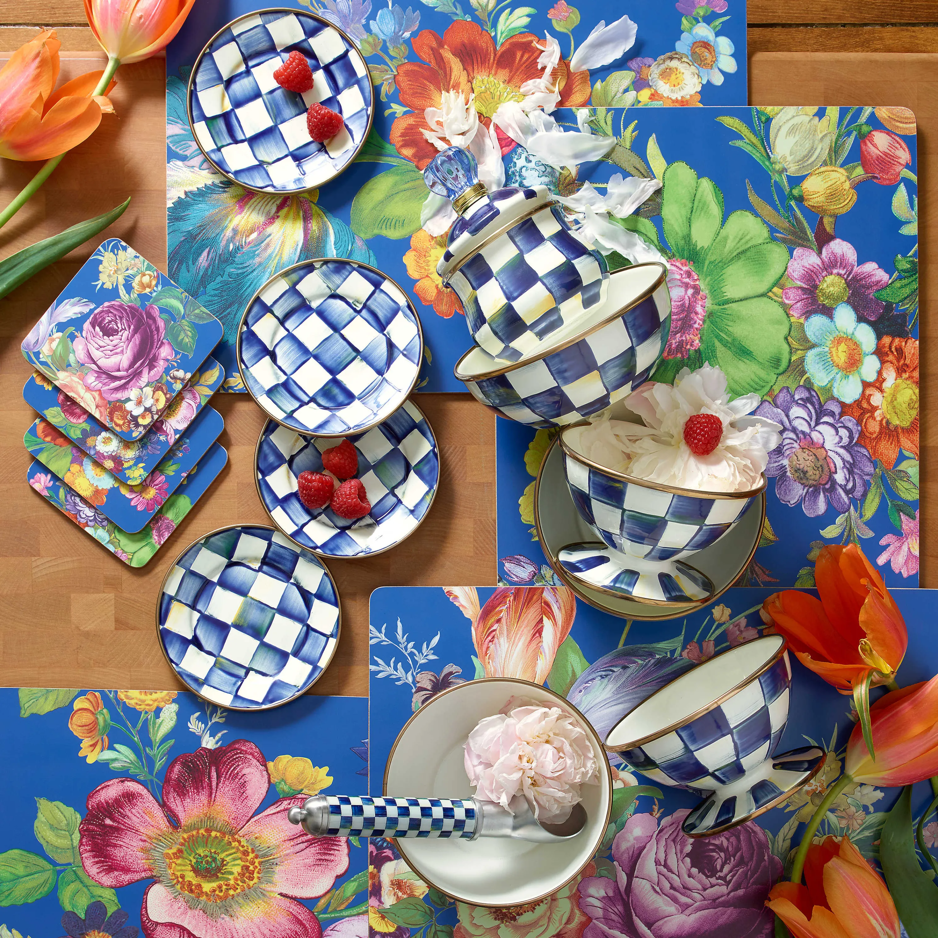 Royal Check Enamel Lidded Sugar Bowl