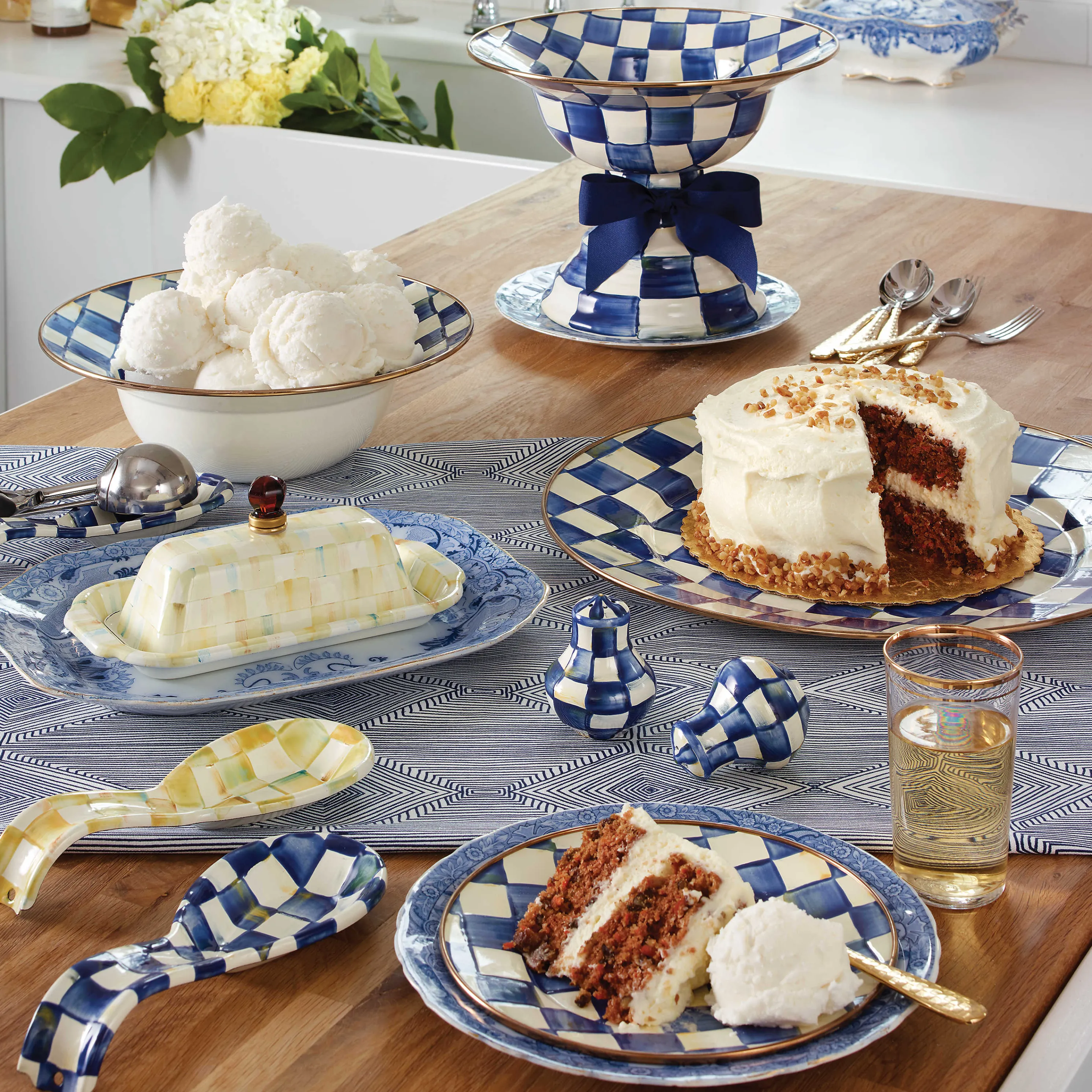 Royal Check Enamel Serving Bowl