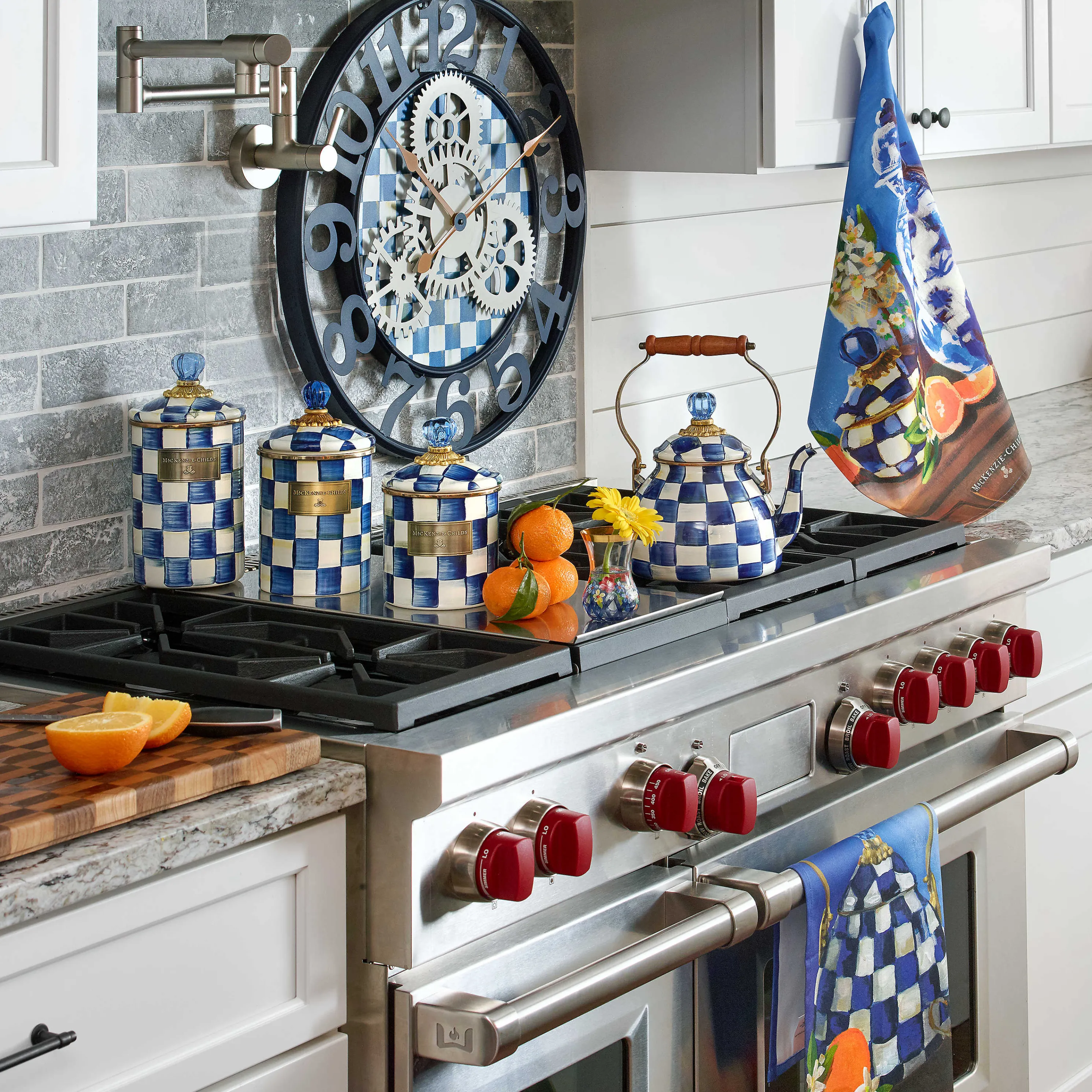 Royal Check Enamel Canister - Small