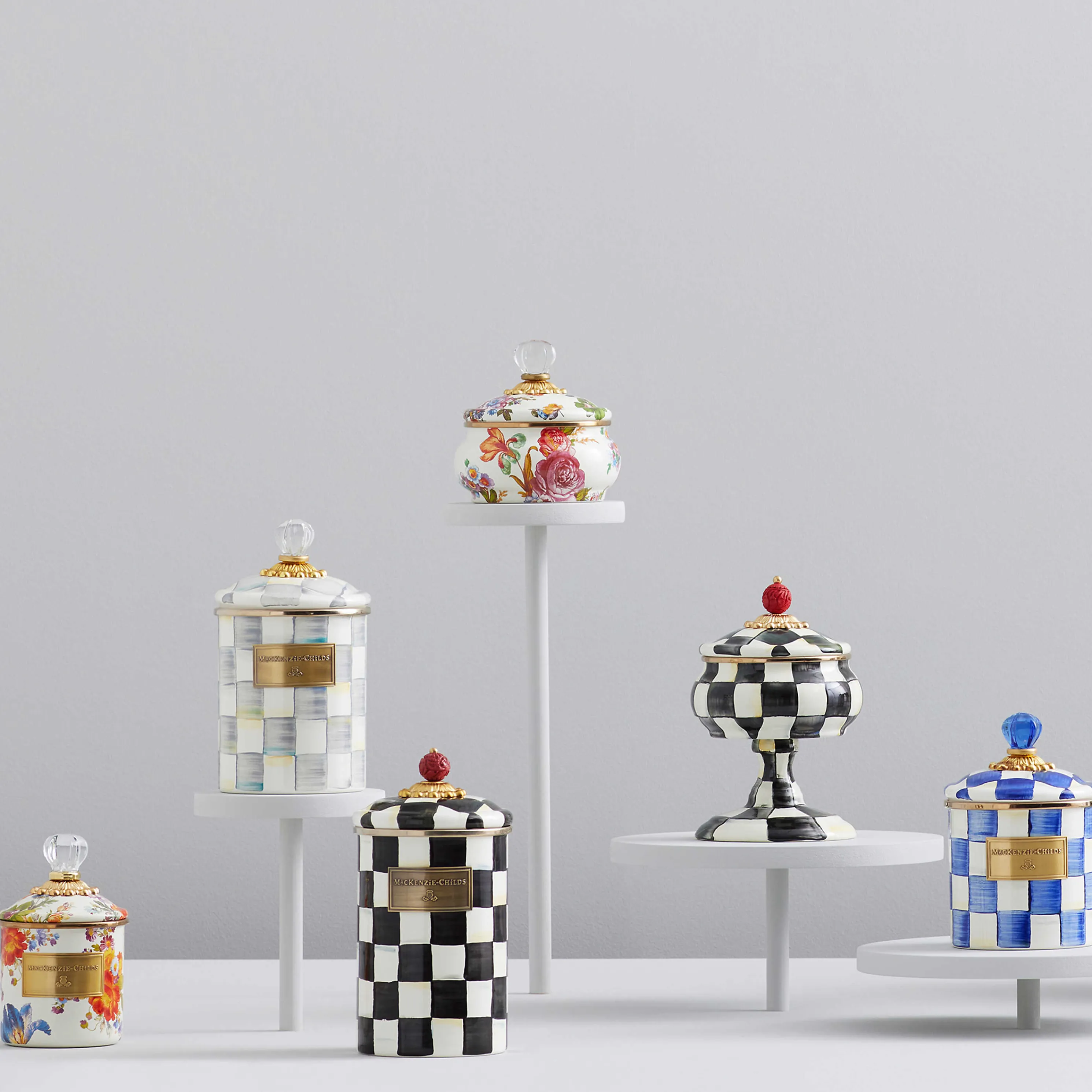 Royal Check Enamel Canister - Small