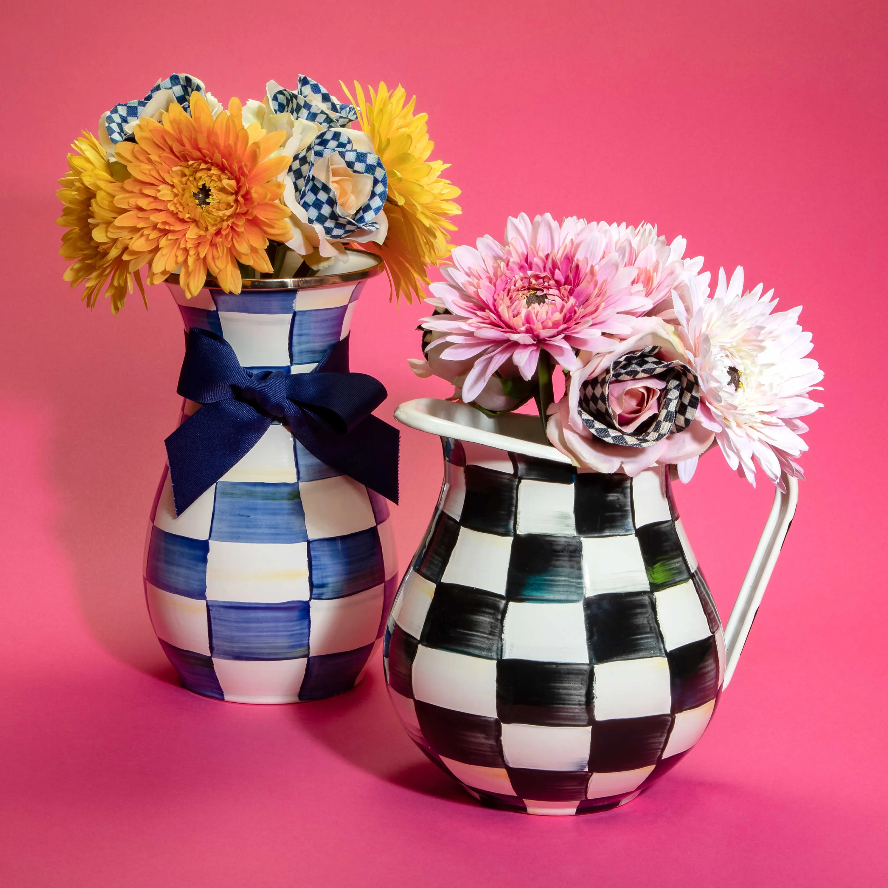 Royal Check Enamel Vase - Tall