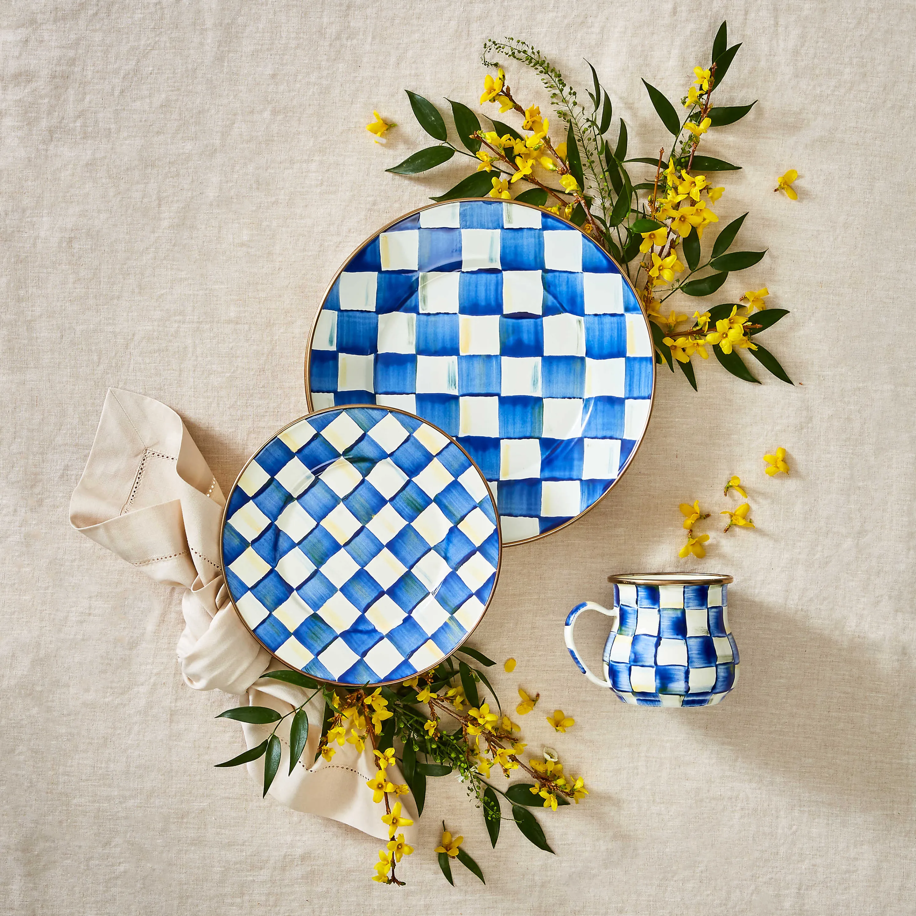 Royal Check Enamel Dinner Plate