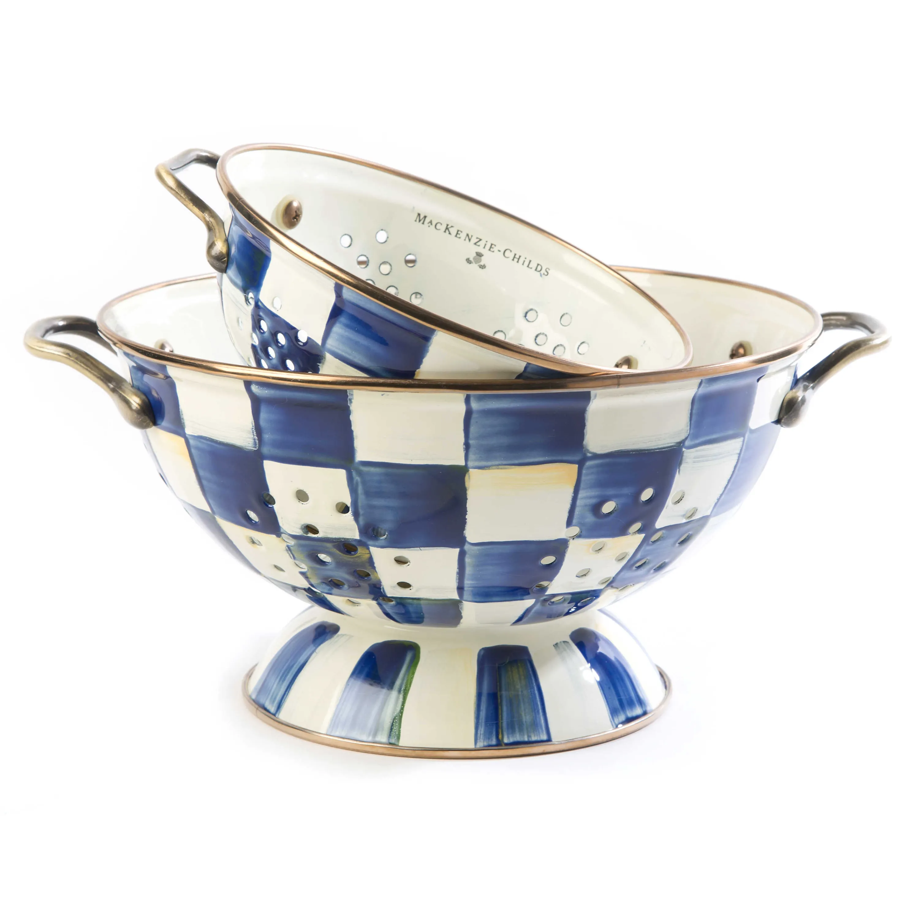 Royal Check Enamel Colander - Small