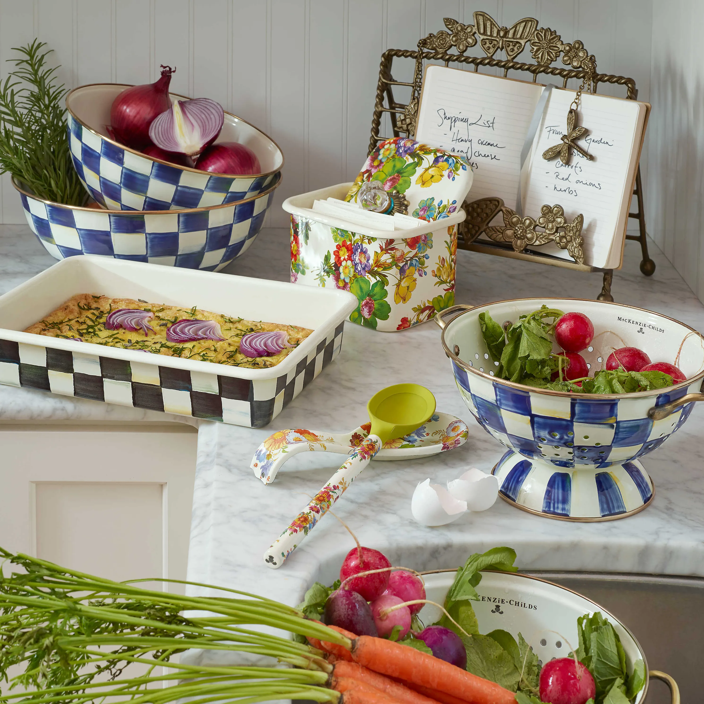 Royal Check Enamel Colander - Large