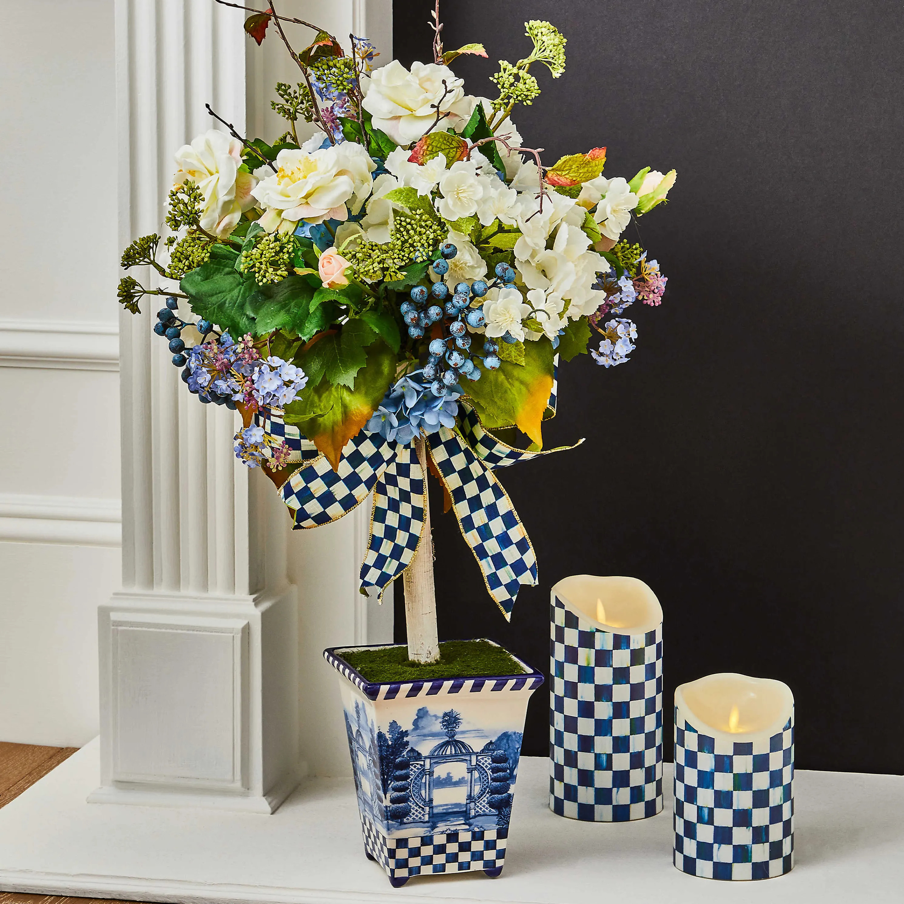 Royal Check Flicker 6" Pillar Candle