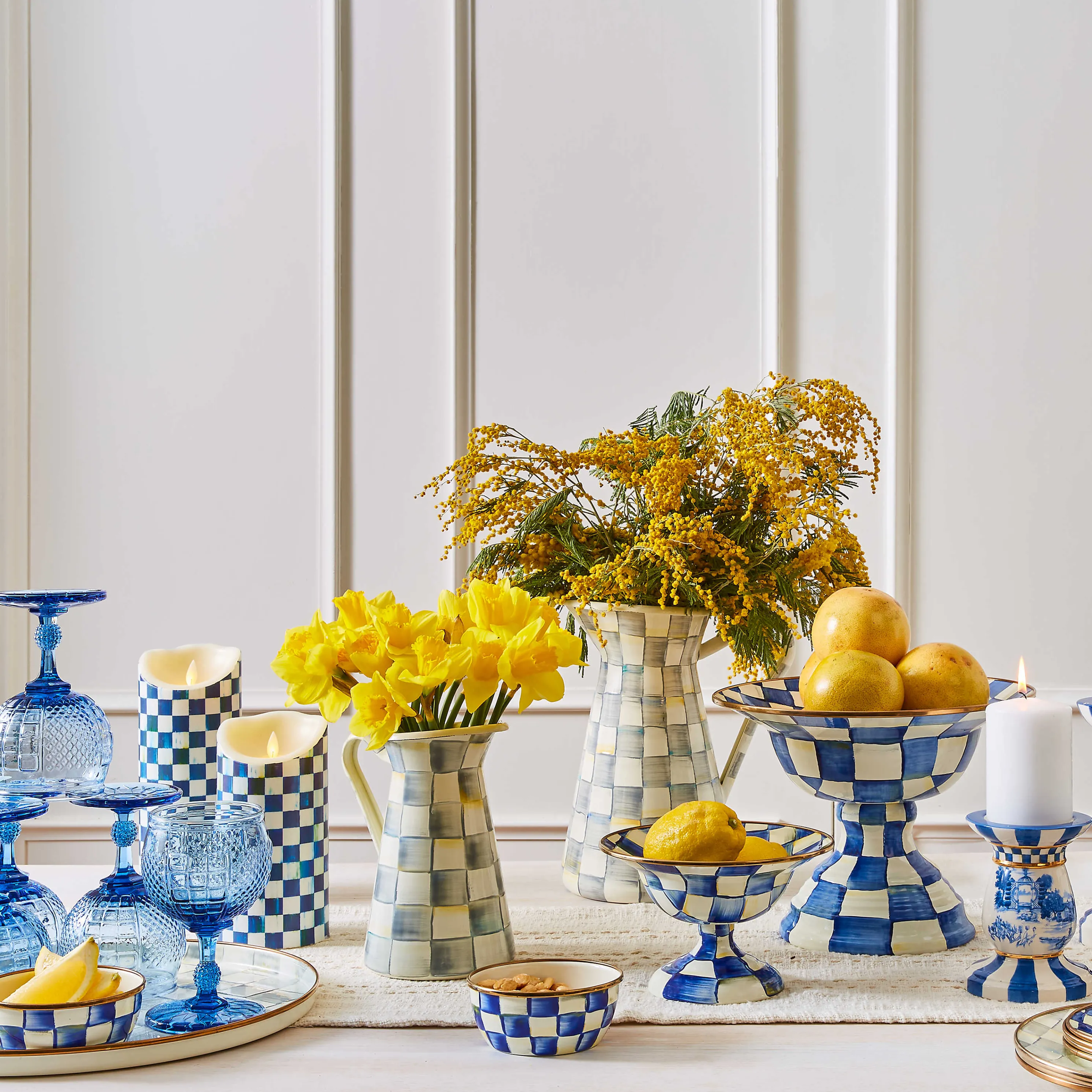 Royal Check Flicker 10" Pillar Candle