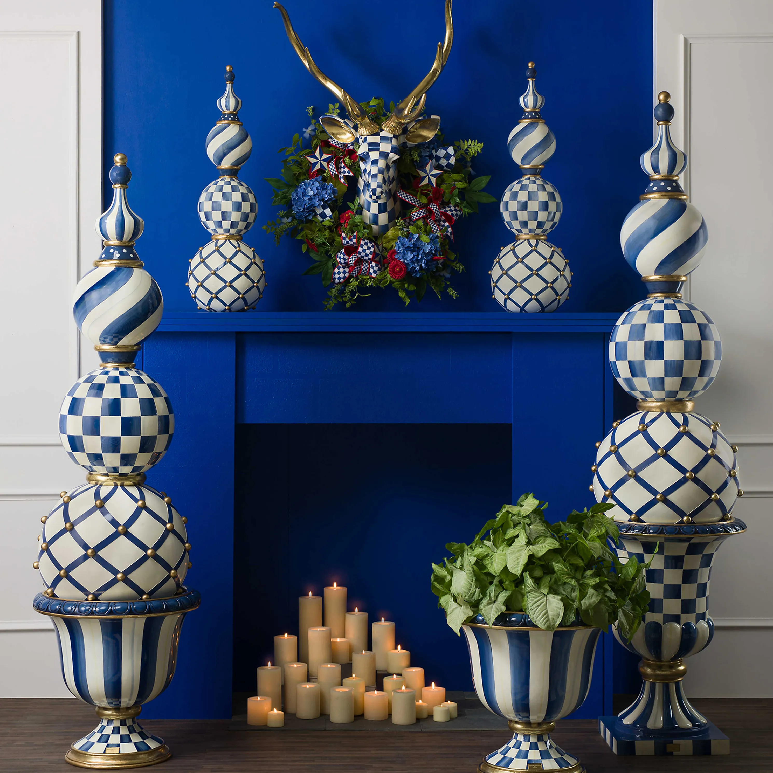 Royal Check Pedestal Urn