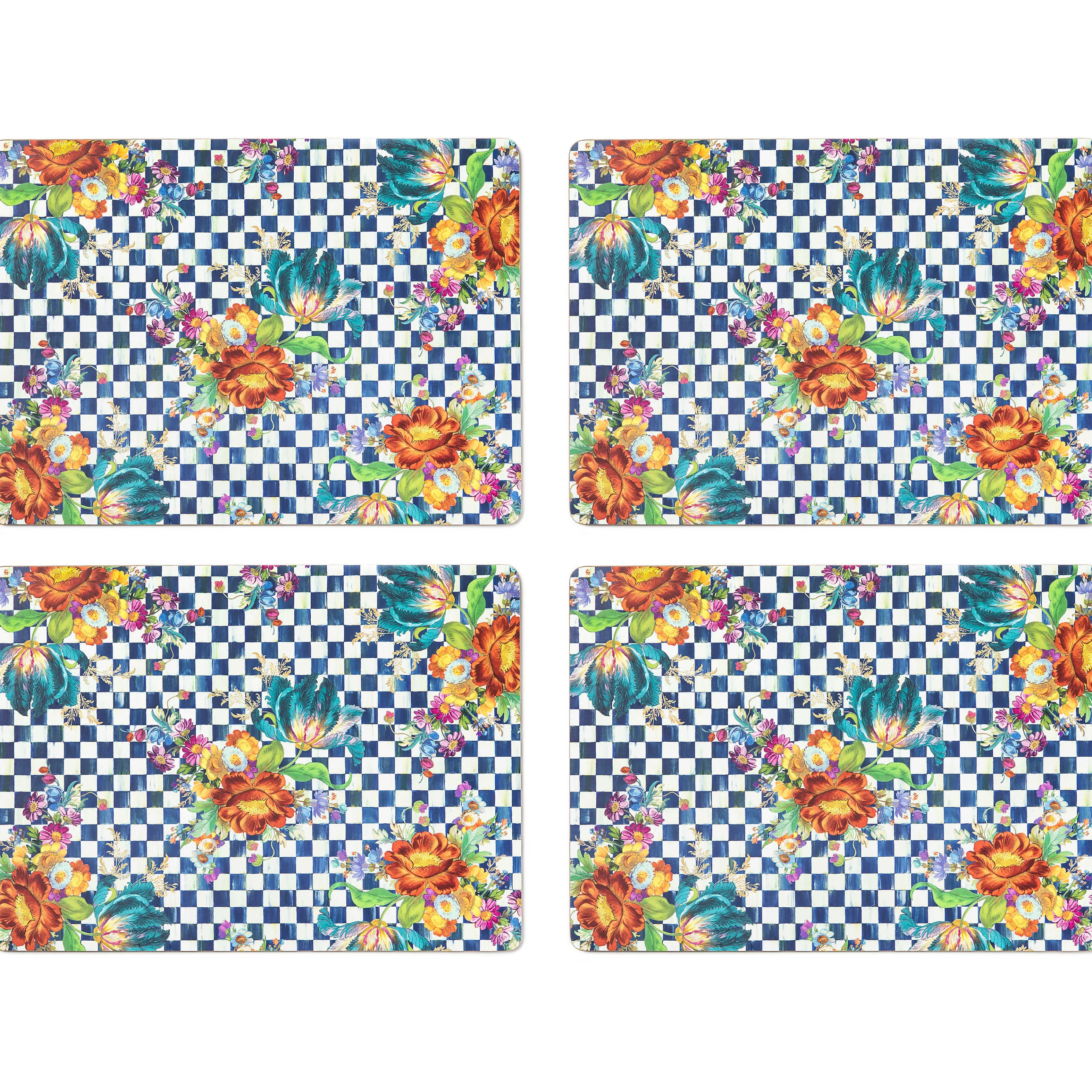 Royal Flower Market Cork Back Placemats - Set Of 4