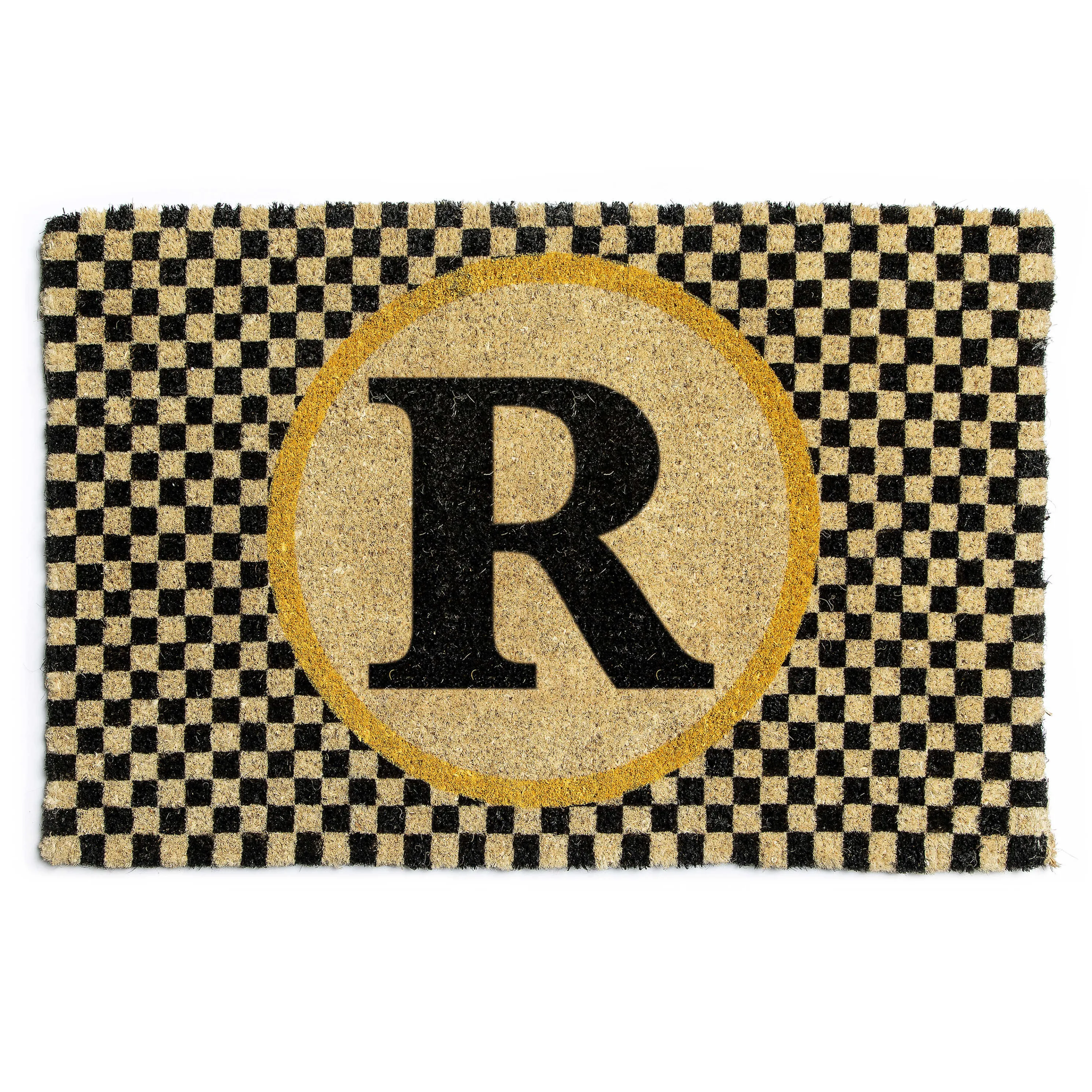 Single Letter Monogrammed Entrance Mat - R