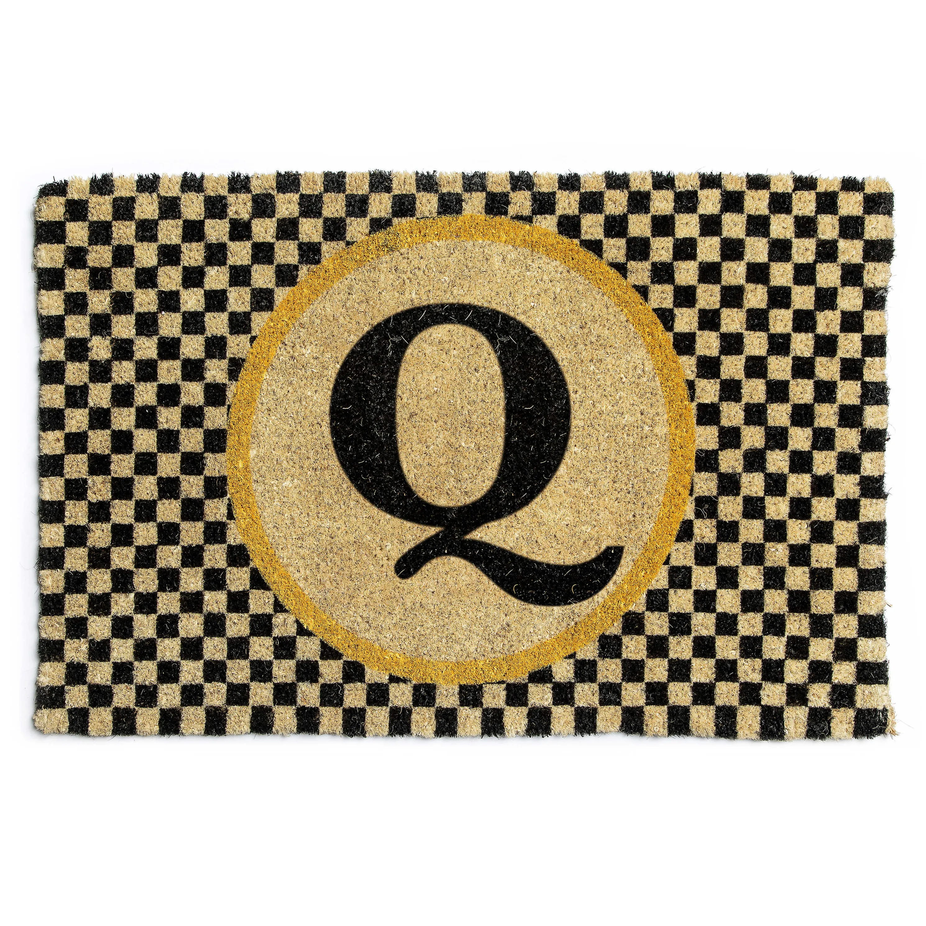 Single Letter Monogrammed Entrance Mat - Q