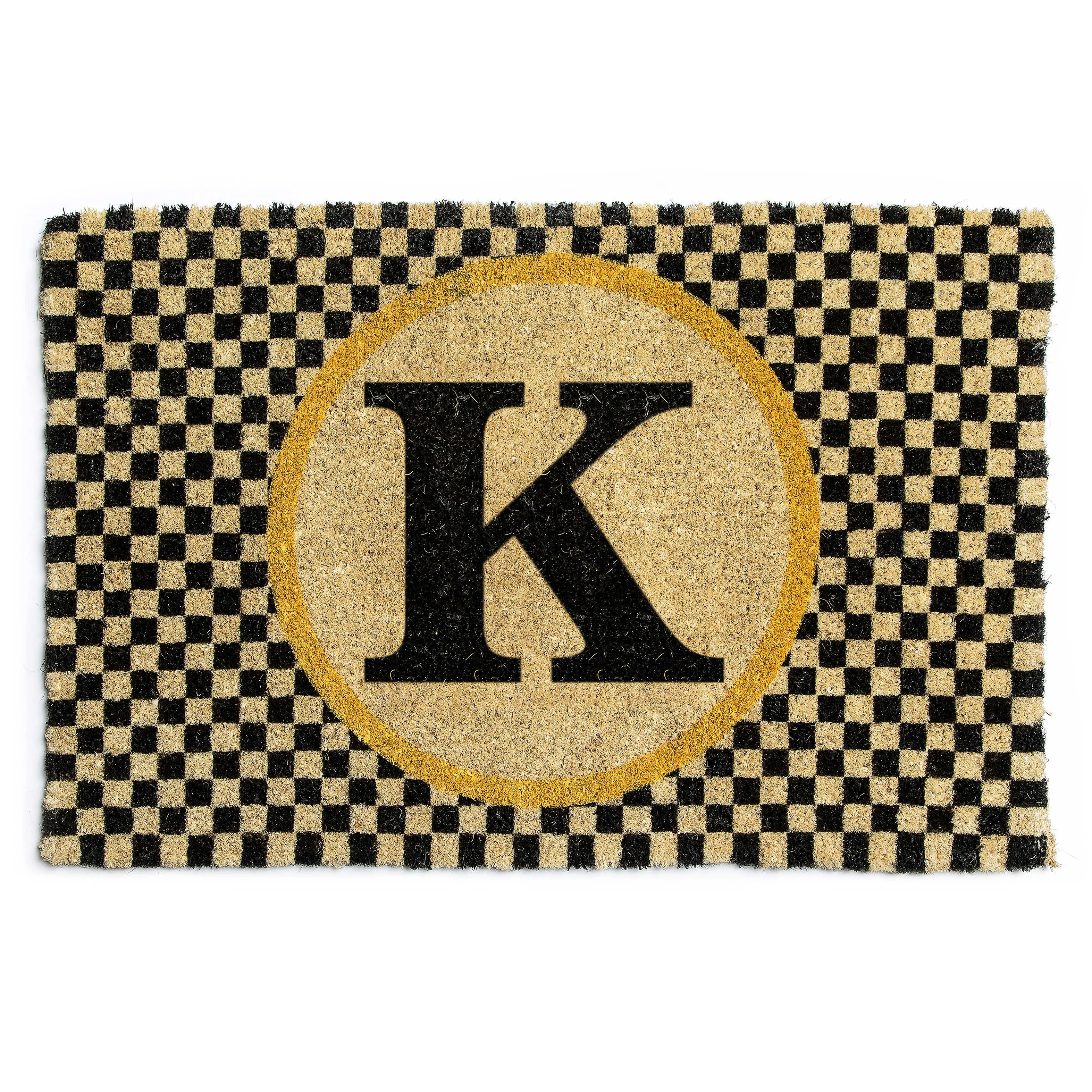 Single Letter Monogrammed Entrance Mat - K