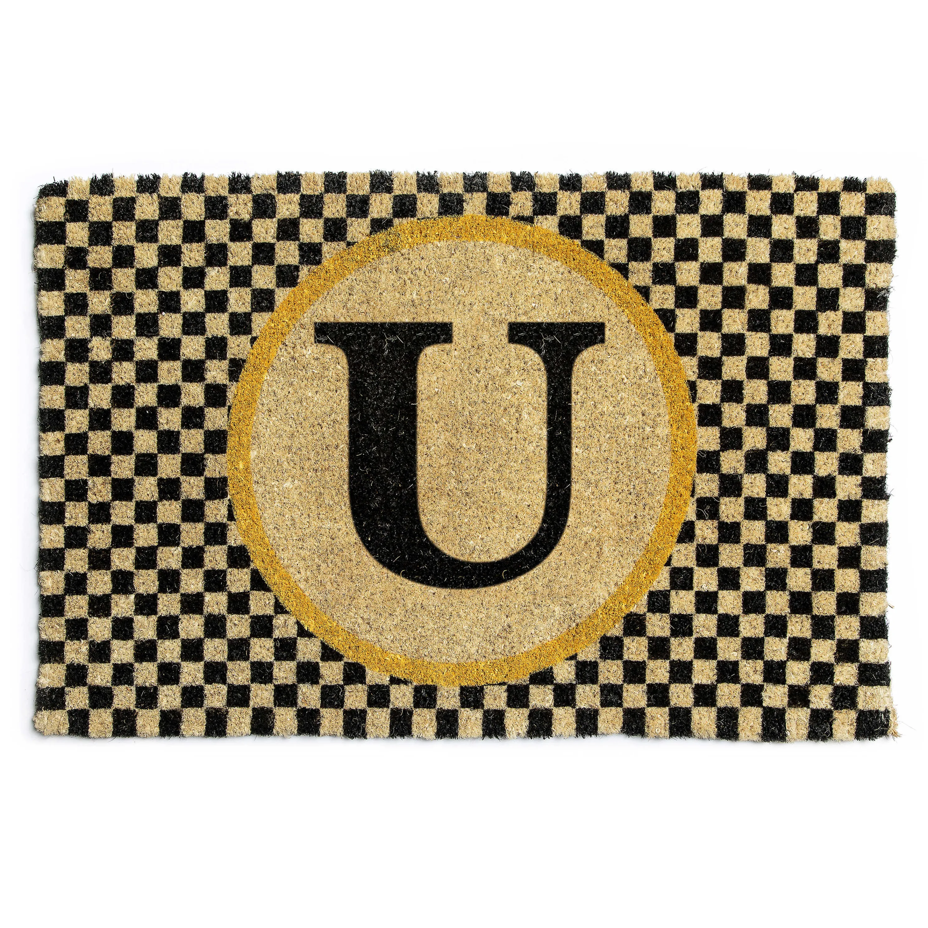 Single Letter Monogrammed Entrance Mat - U