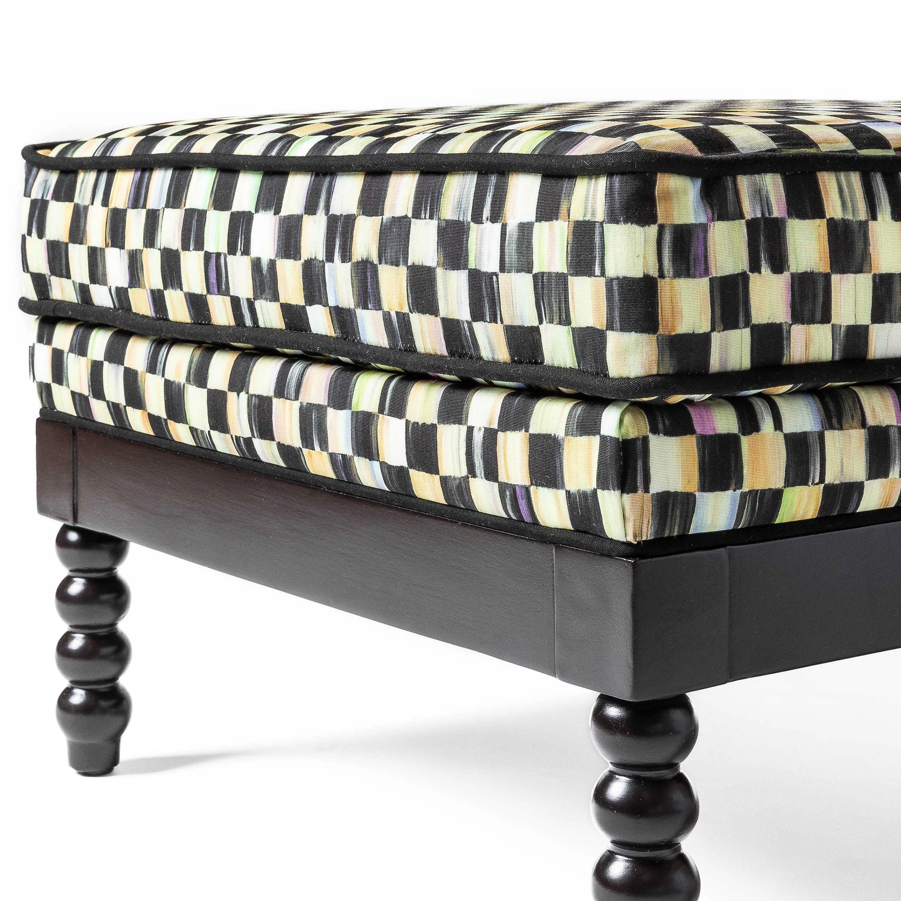 Spindle Check Outdoor Ottoman