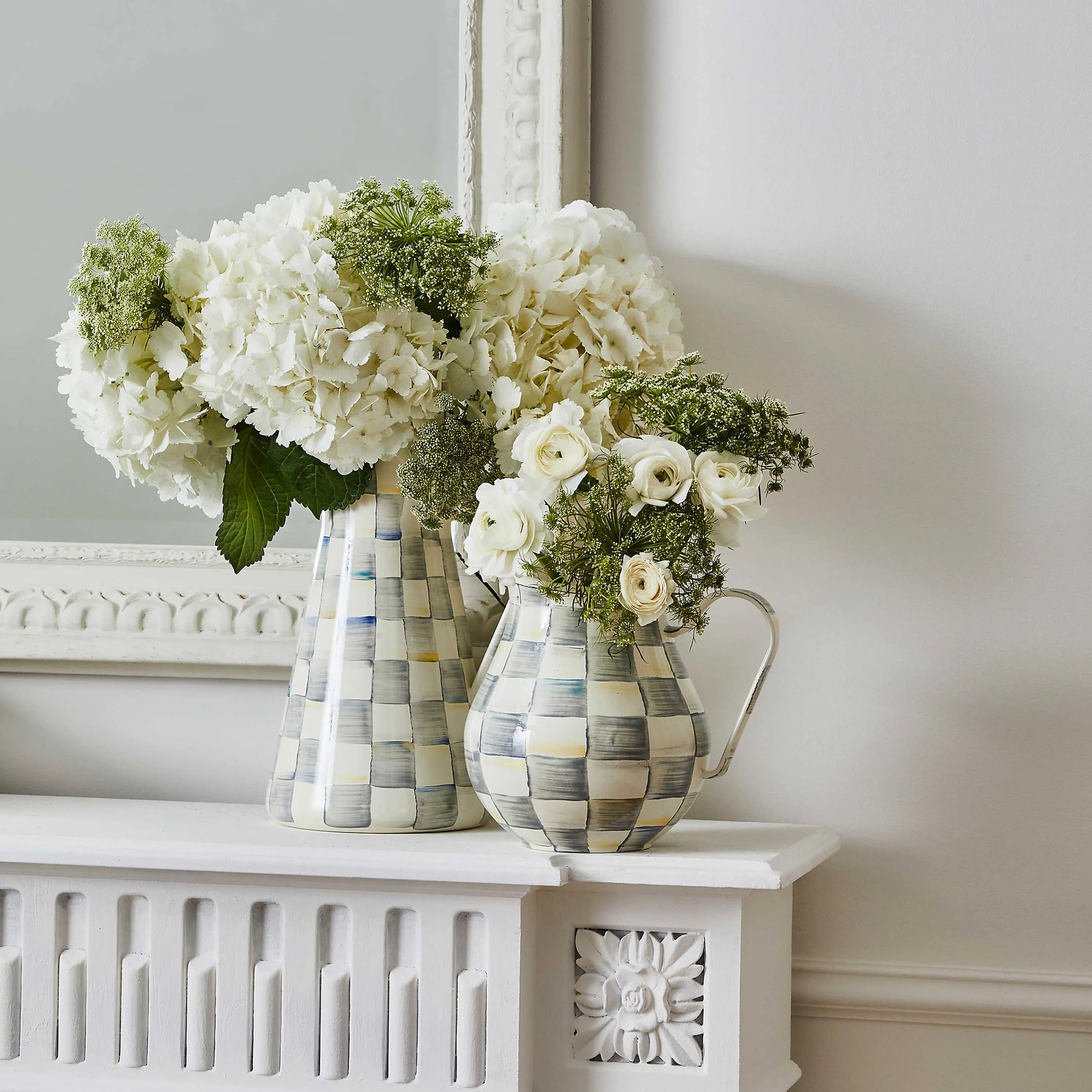 Sterling Check Enamel Practical Pitcher - Large