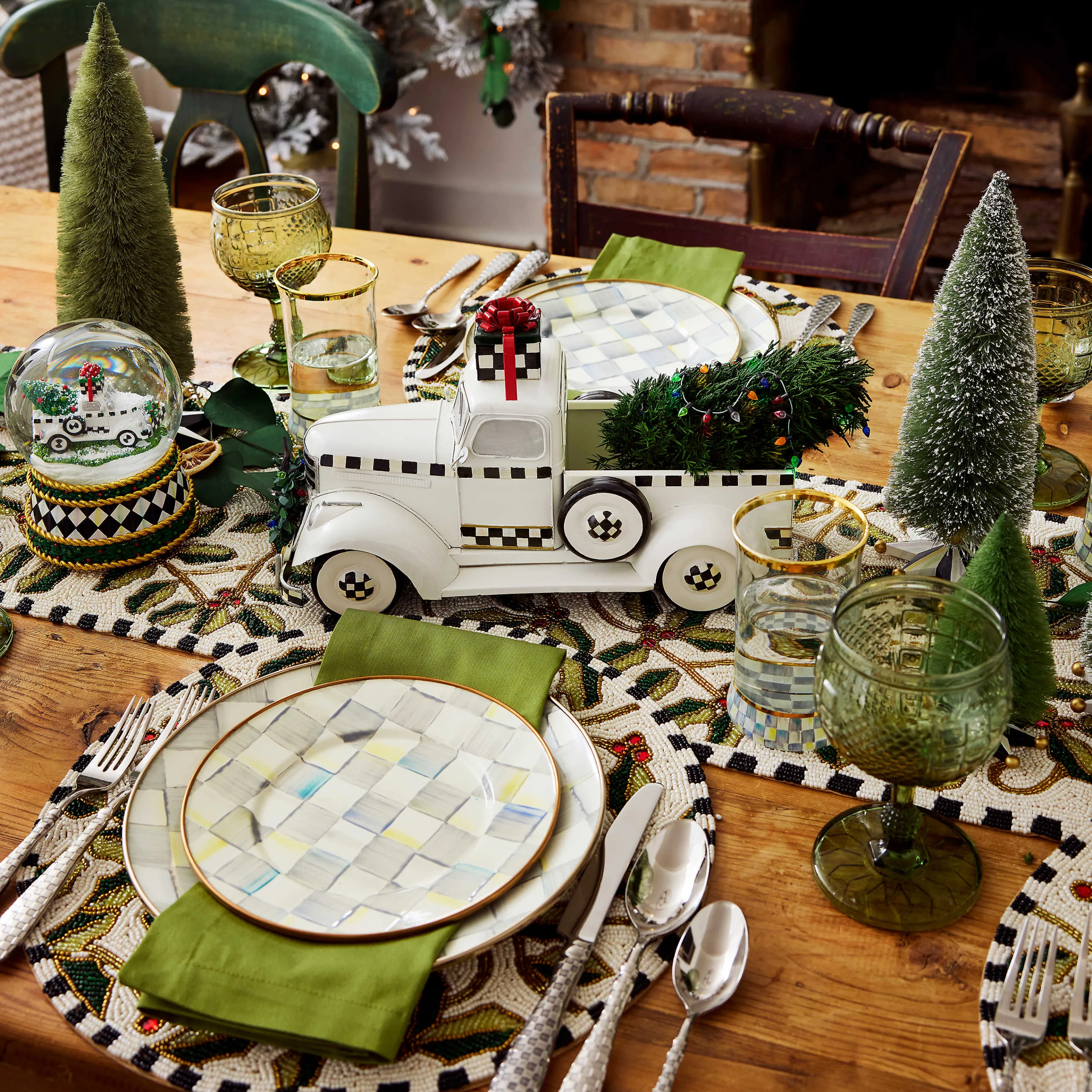 Sterling Check Enamel Dinner Plate