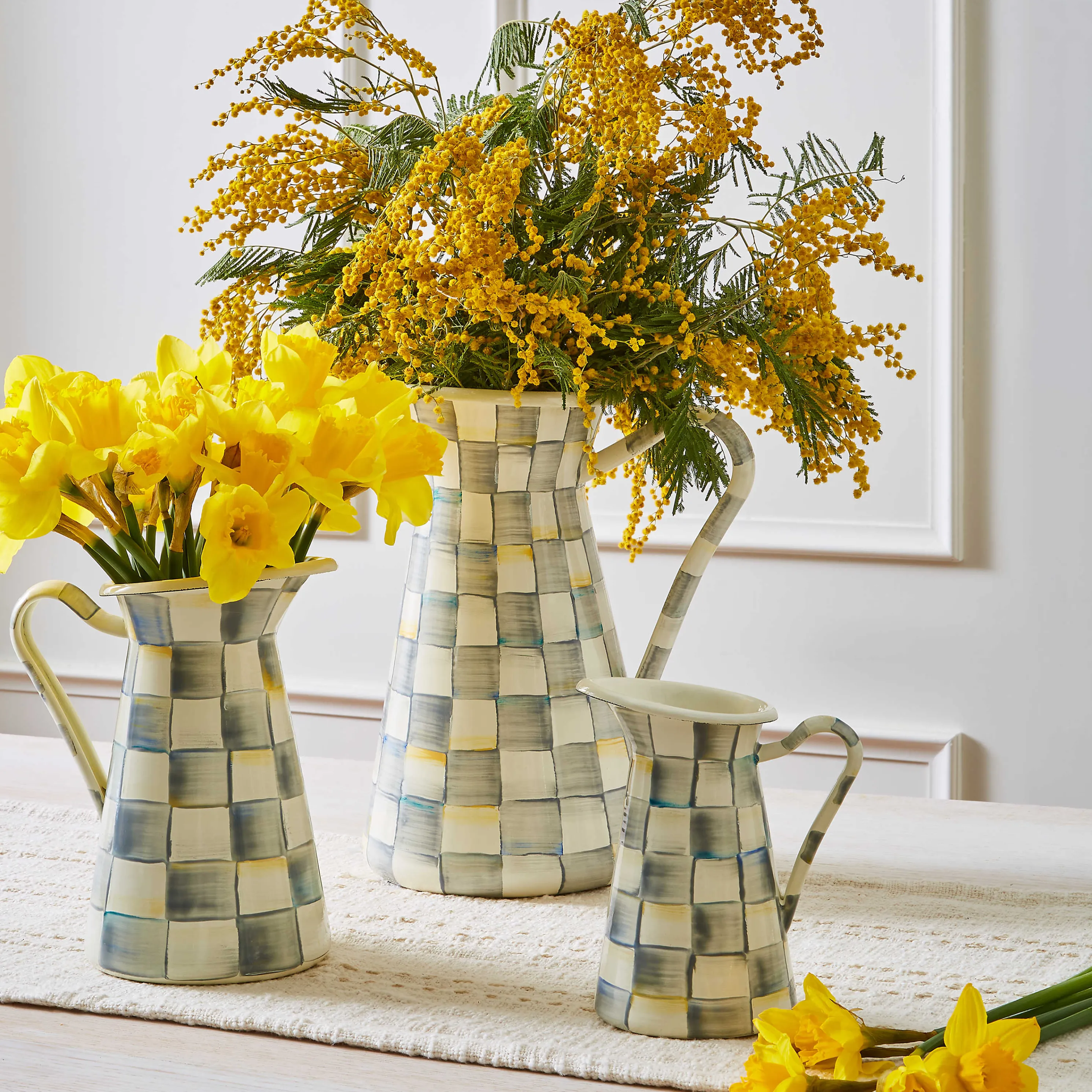 Sterling Check Enamel Practical Pitcher - Medium