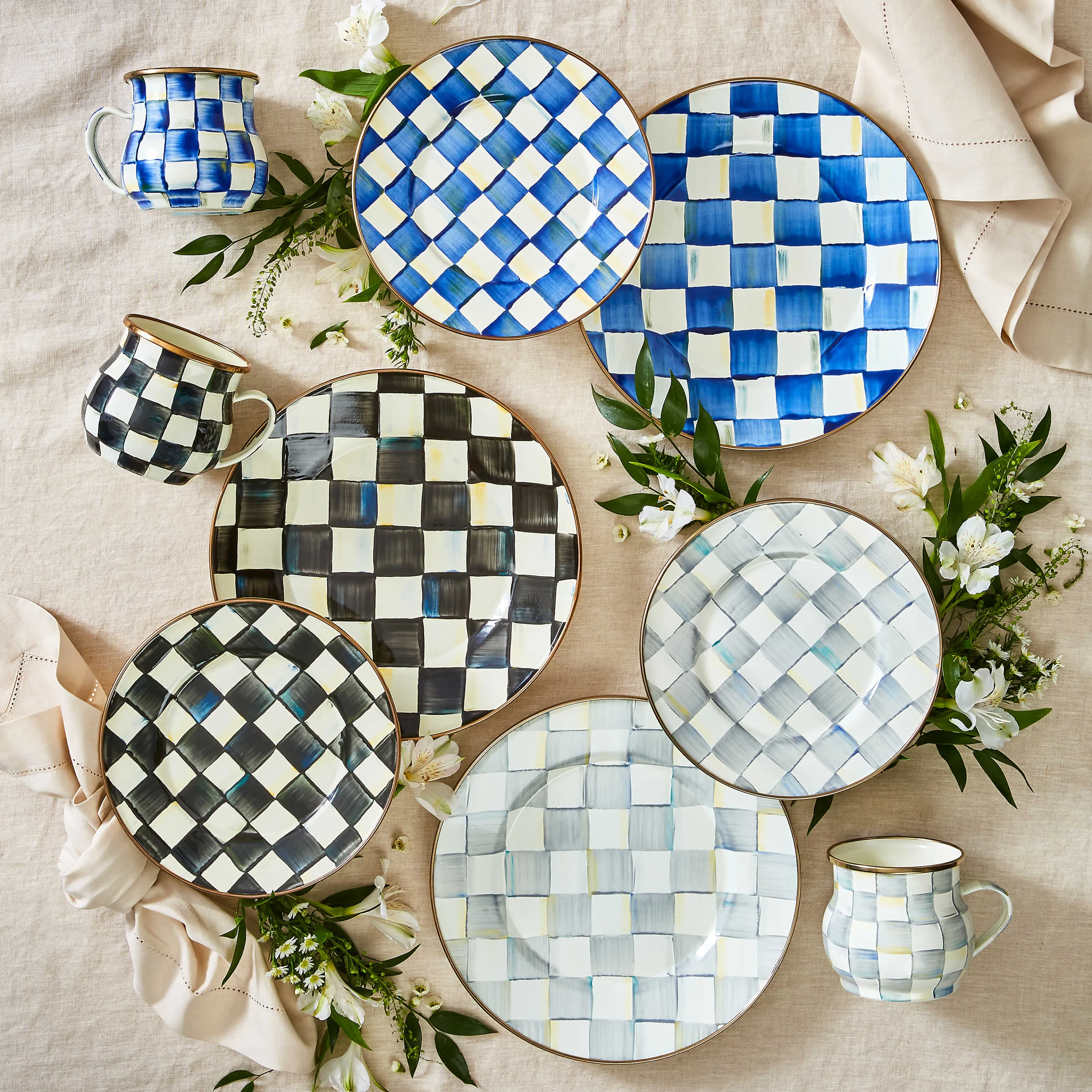 Sterling Check Enamel Salad/Dessert Plate