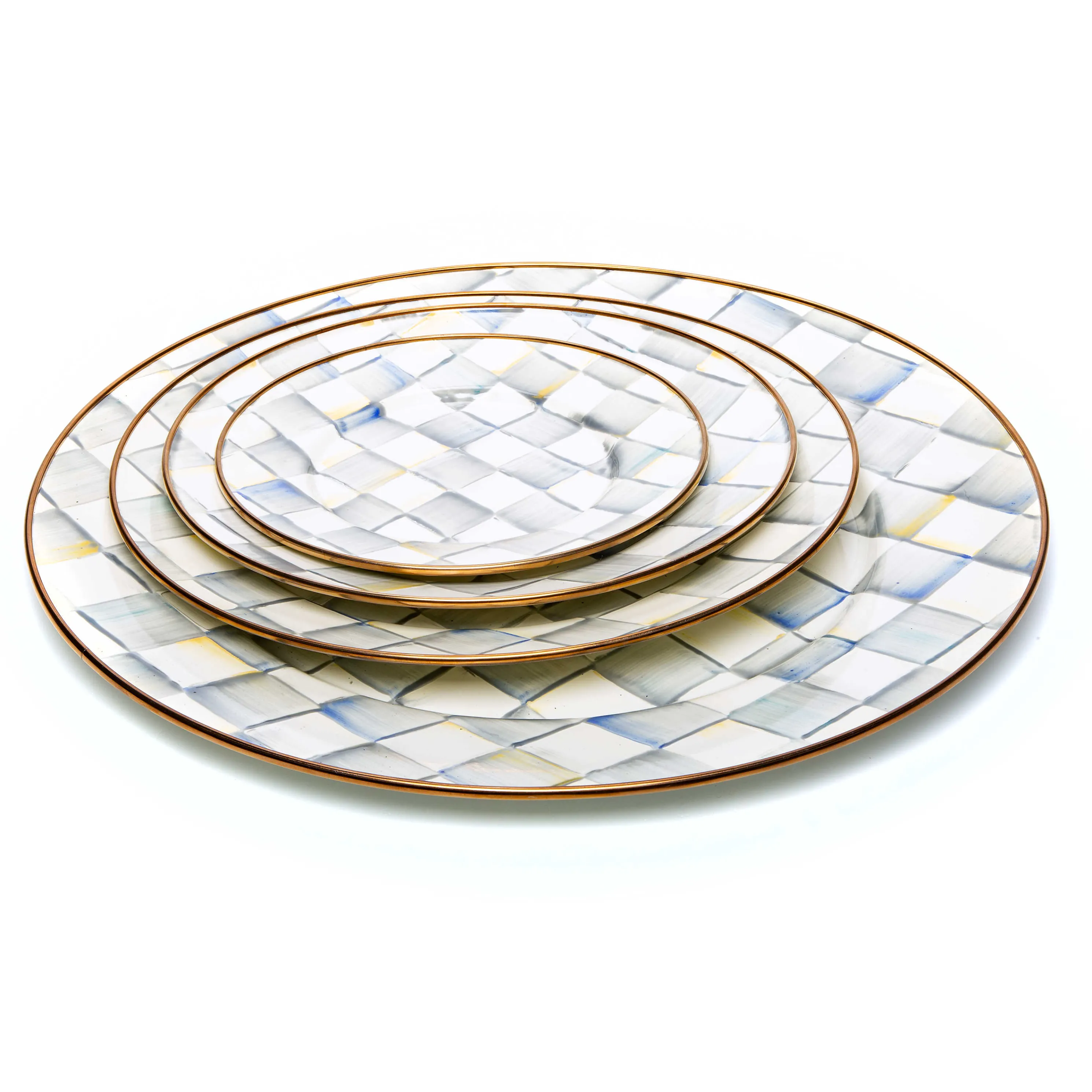 Sterling Check Enamel Salad/Dessert Plate