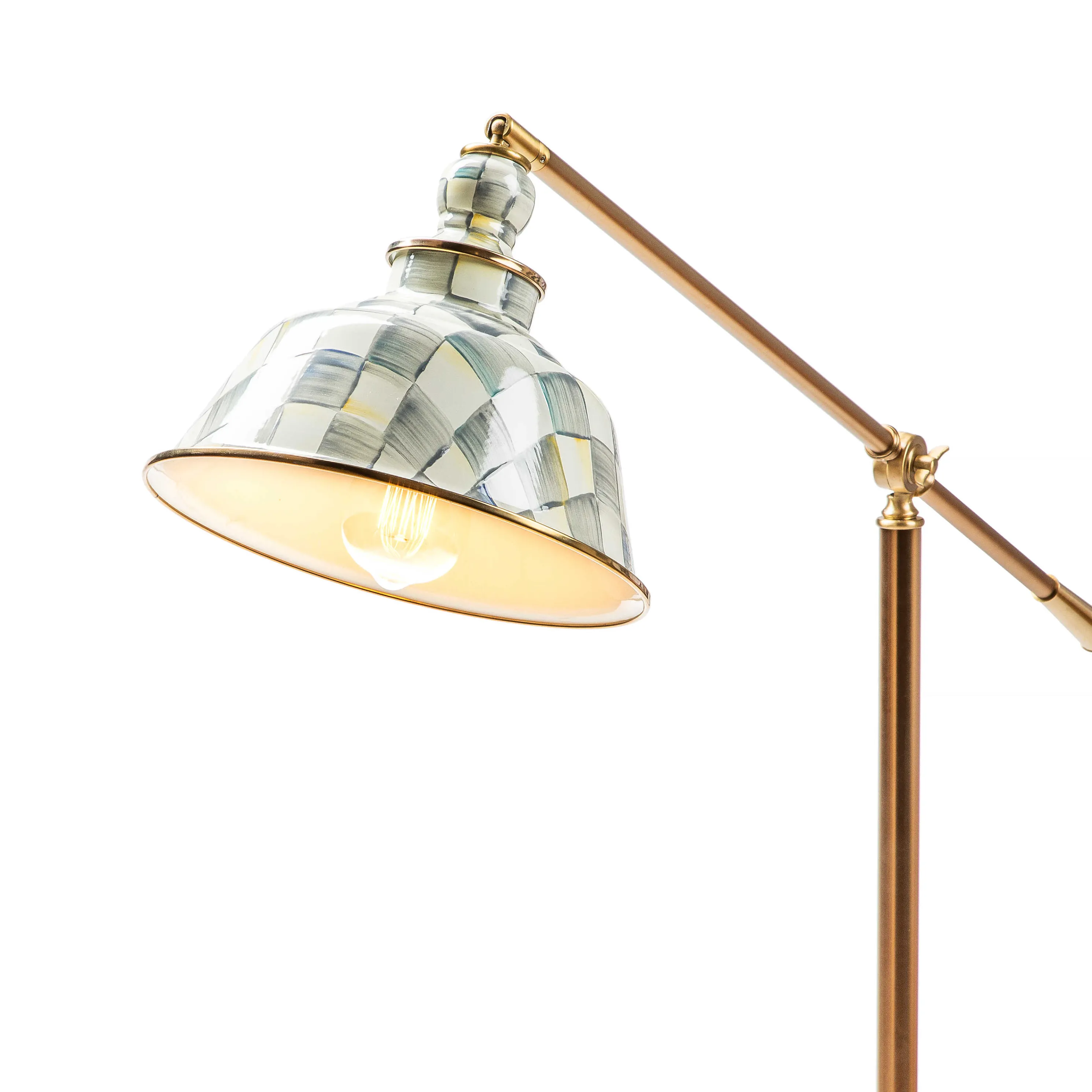 Sterling Check Enamelware Reading Floor Lamp