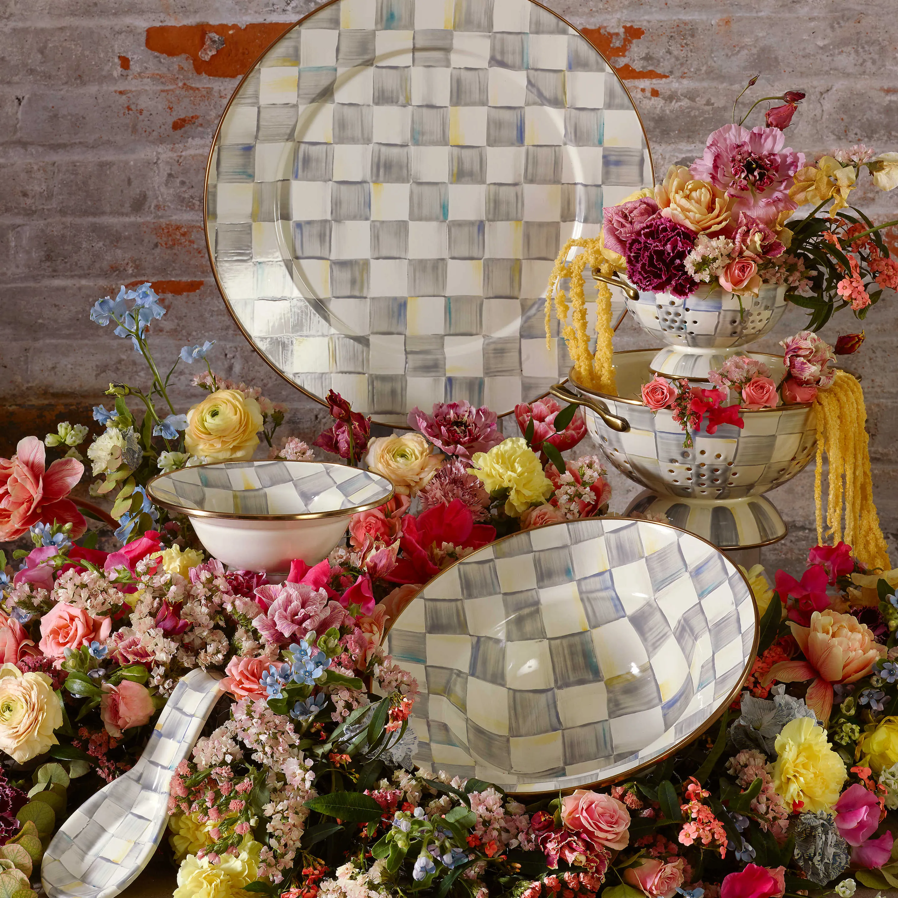 Sterling Check Enamel Breakfast Bowl