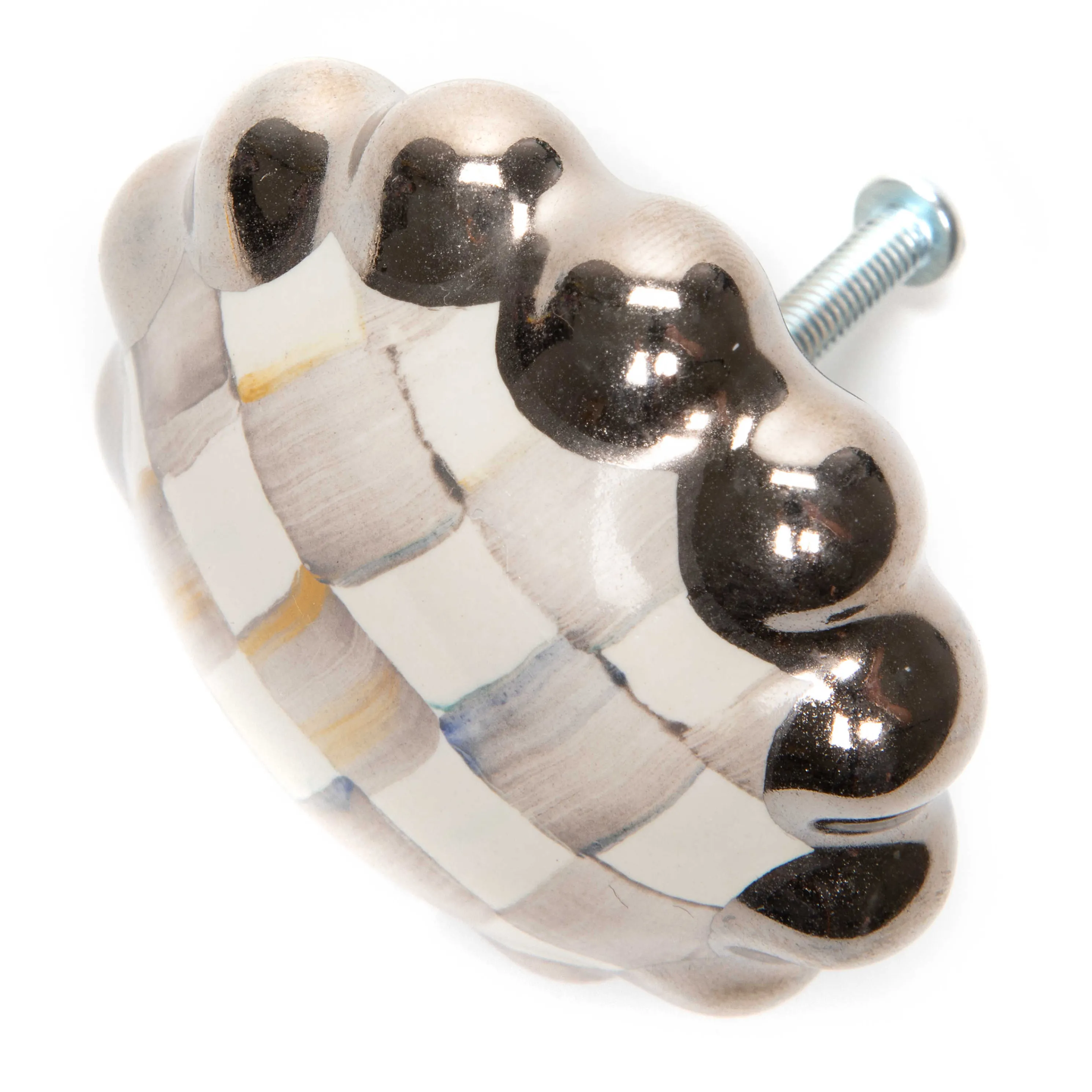 Sterling Check Round Knob