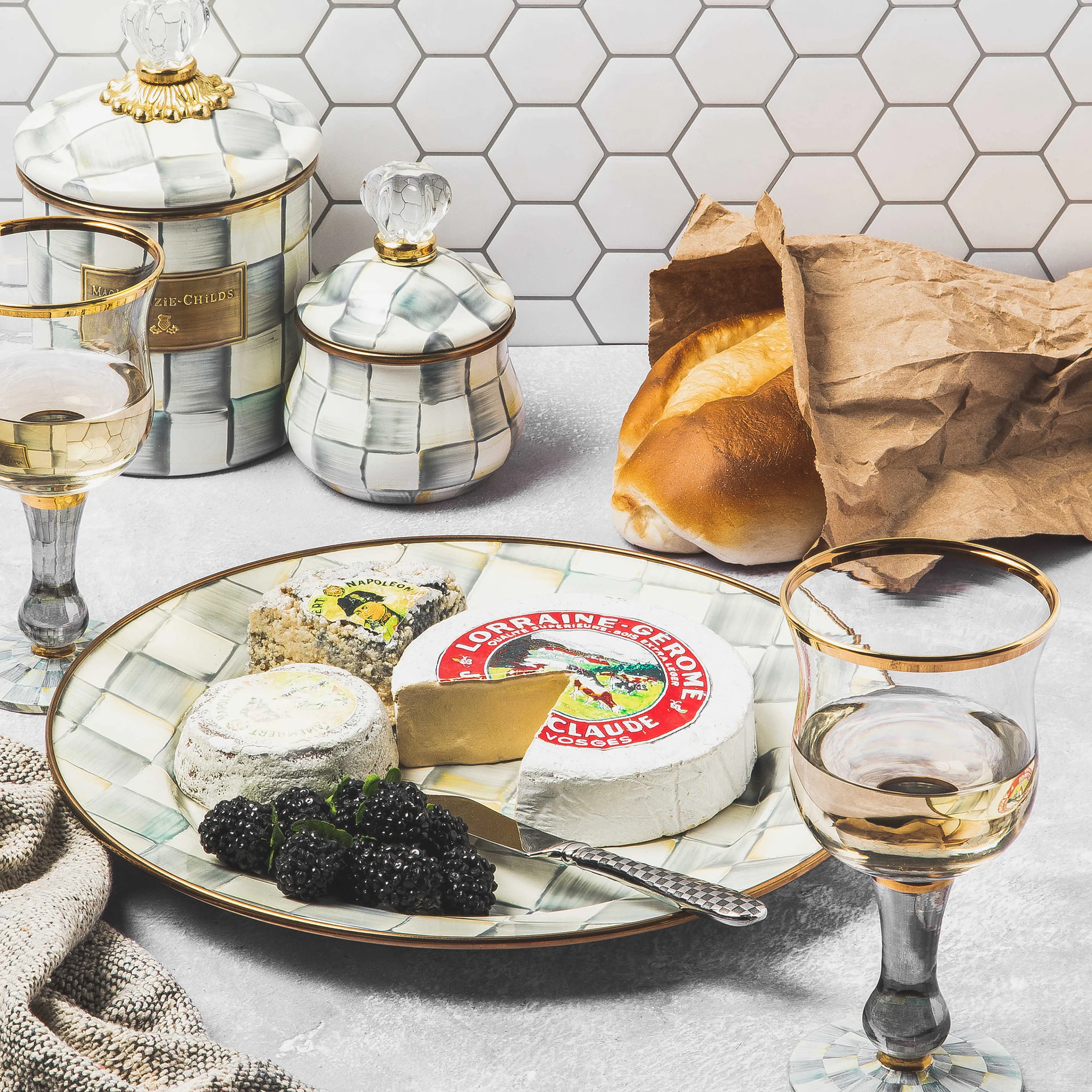 Sterling Check Wine Glass