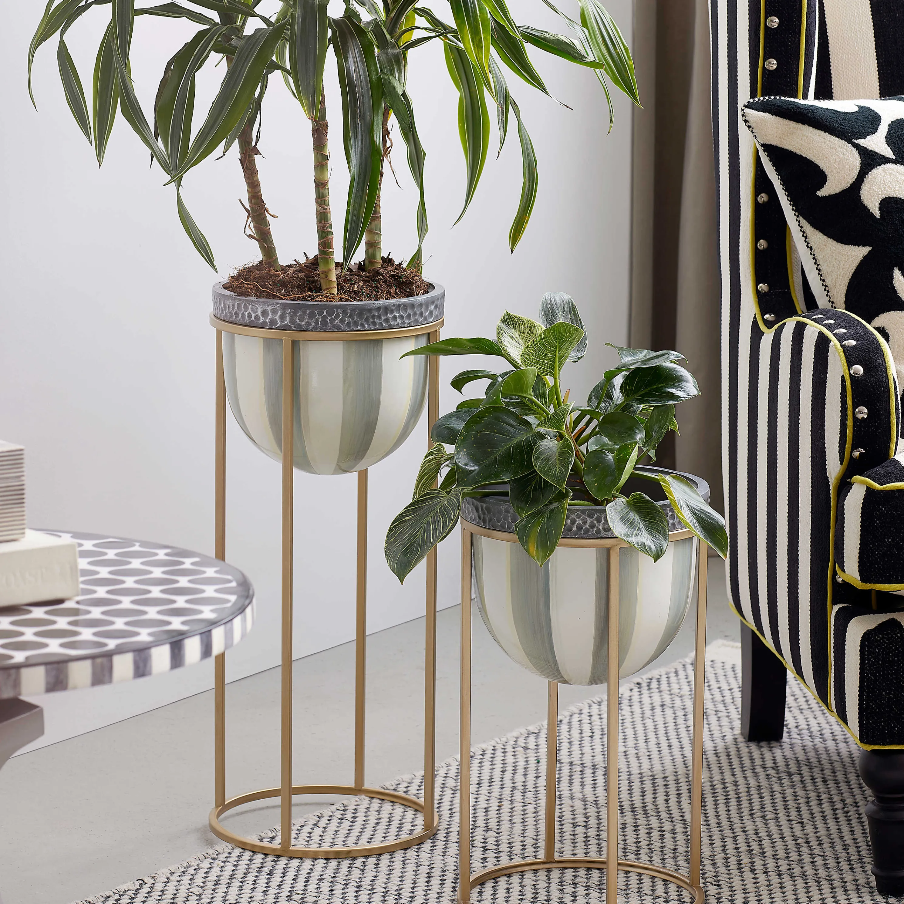 Sterling Stripe Plant Stand - Short