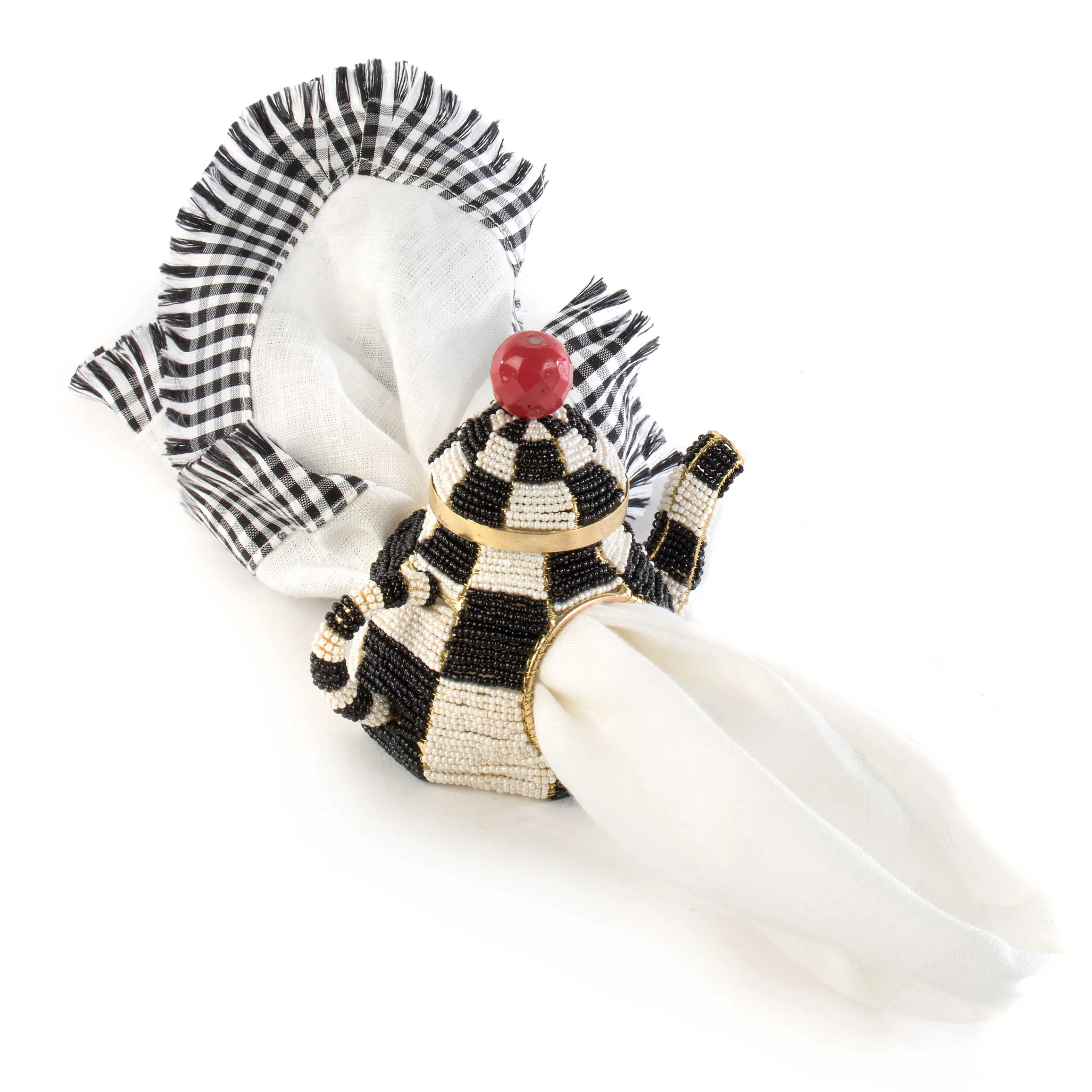 Tea Kettle Napkin Ring - Courtly Check