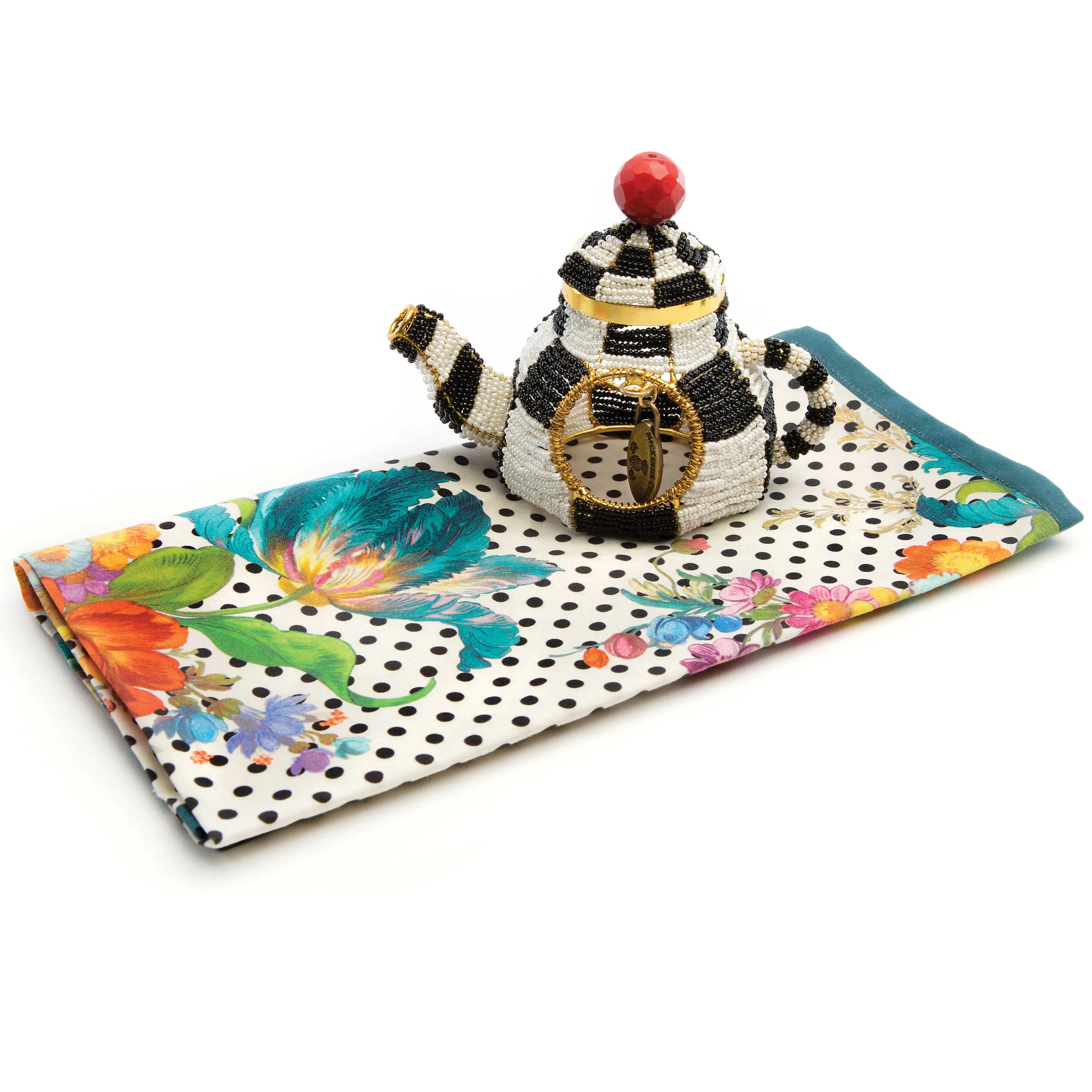 Tea Kettle Napkin Ring - Courtly Check