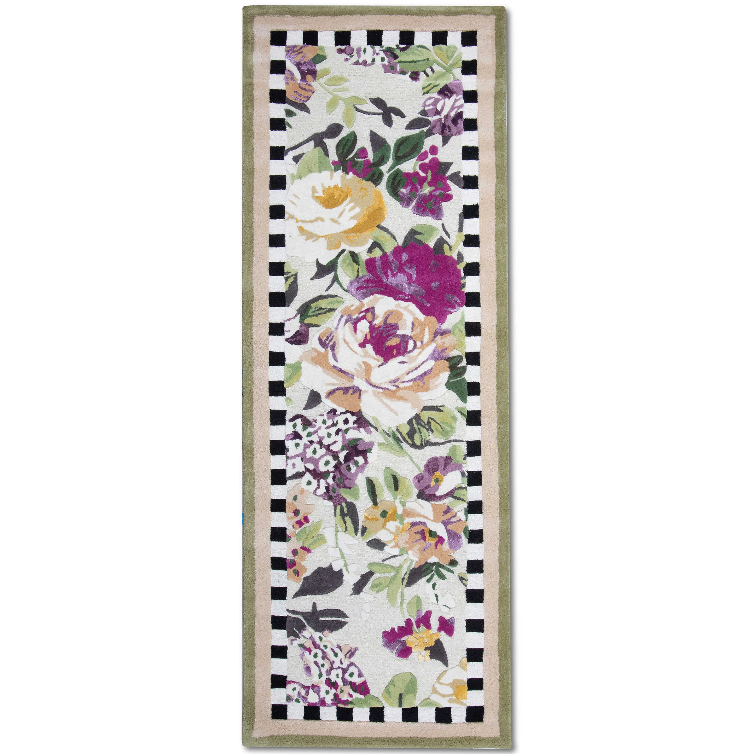 Tudor Rose Rug - 2'8" X 8' Runner - Silver Fern