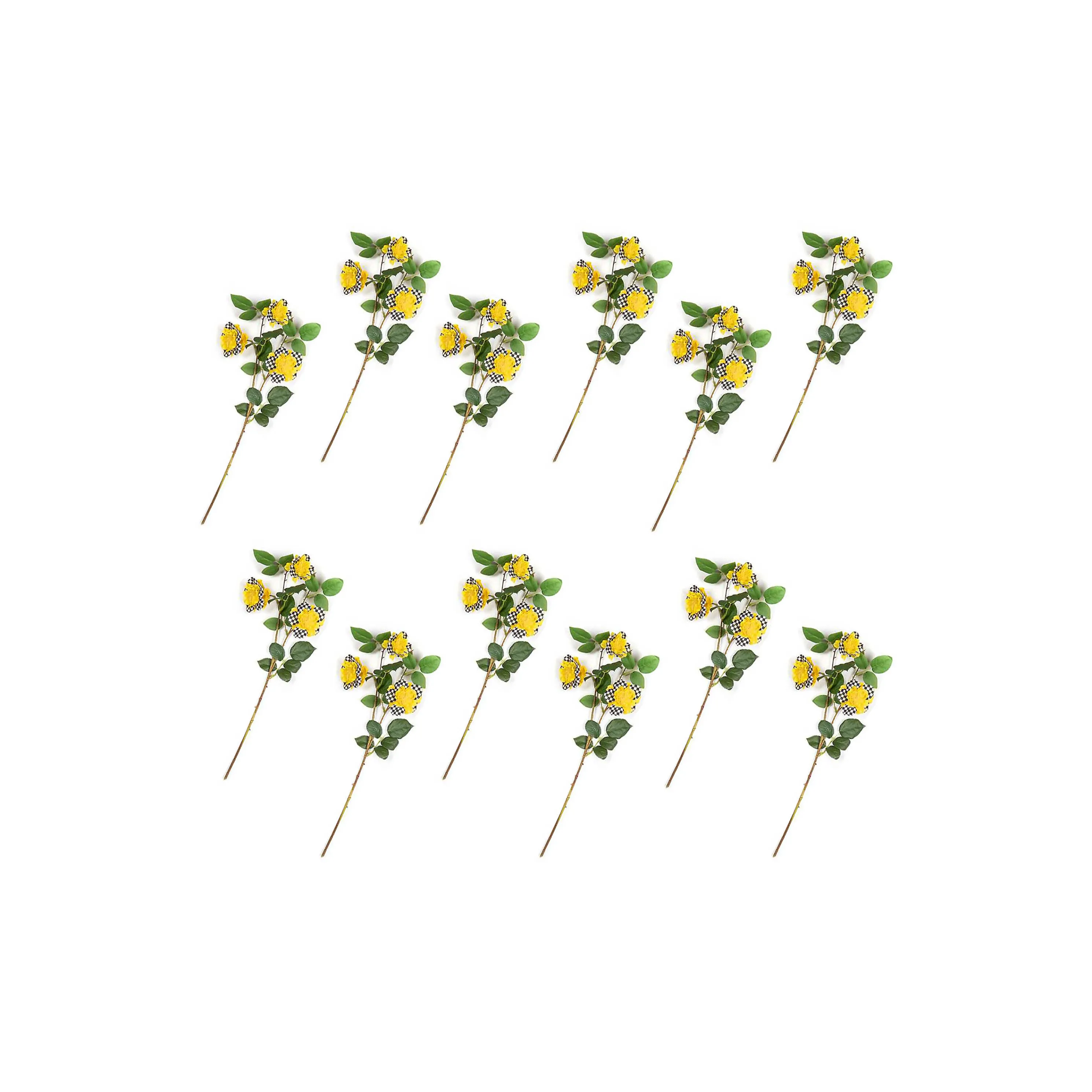 Wild Rose Spray Bouquet - Yellow - Set Of 12